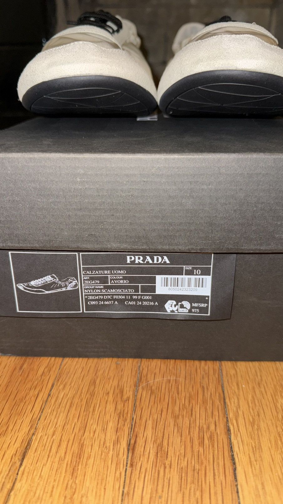 Prada Ivory Collapse Re-Nylon and suede elasticized sneakers Size US 11 / EU 44 - 8 Thumbnail