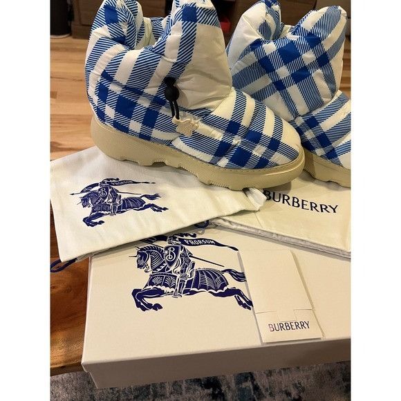 Burberry Burberry AMF Pillow Boot Blue Check Ankle Booties NWT Size US 10 / EU 43 - 4 Thumbnail