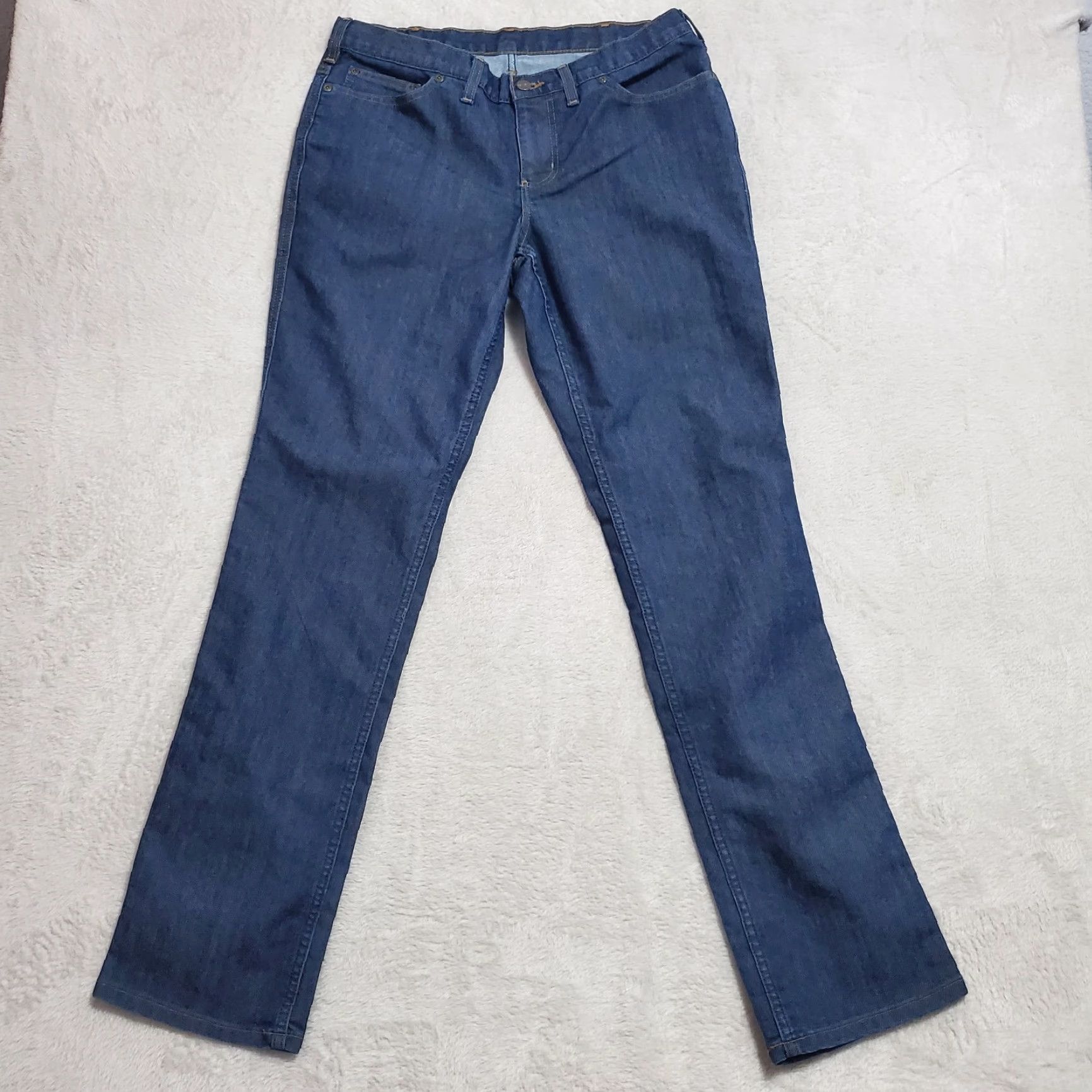 Carhartt Carhartt Jeans Womens 10 Tall Denim Blue Relaxed Straight Leg Mid Rise Workwear Jeans Size 32" / US 10 / IT 46 - 2 Thumbnail