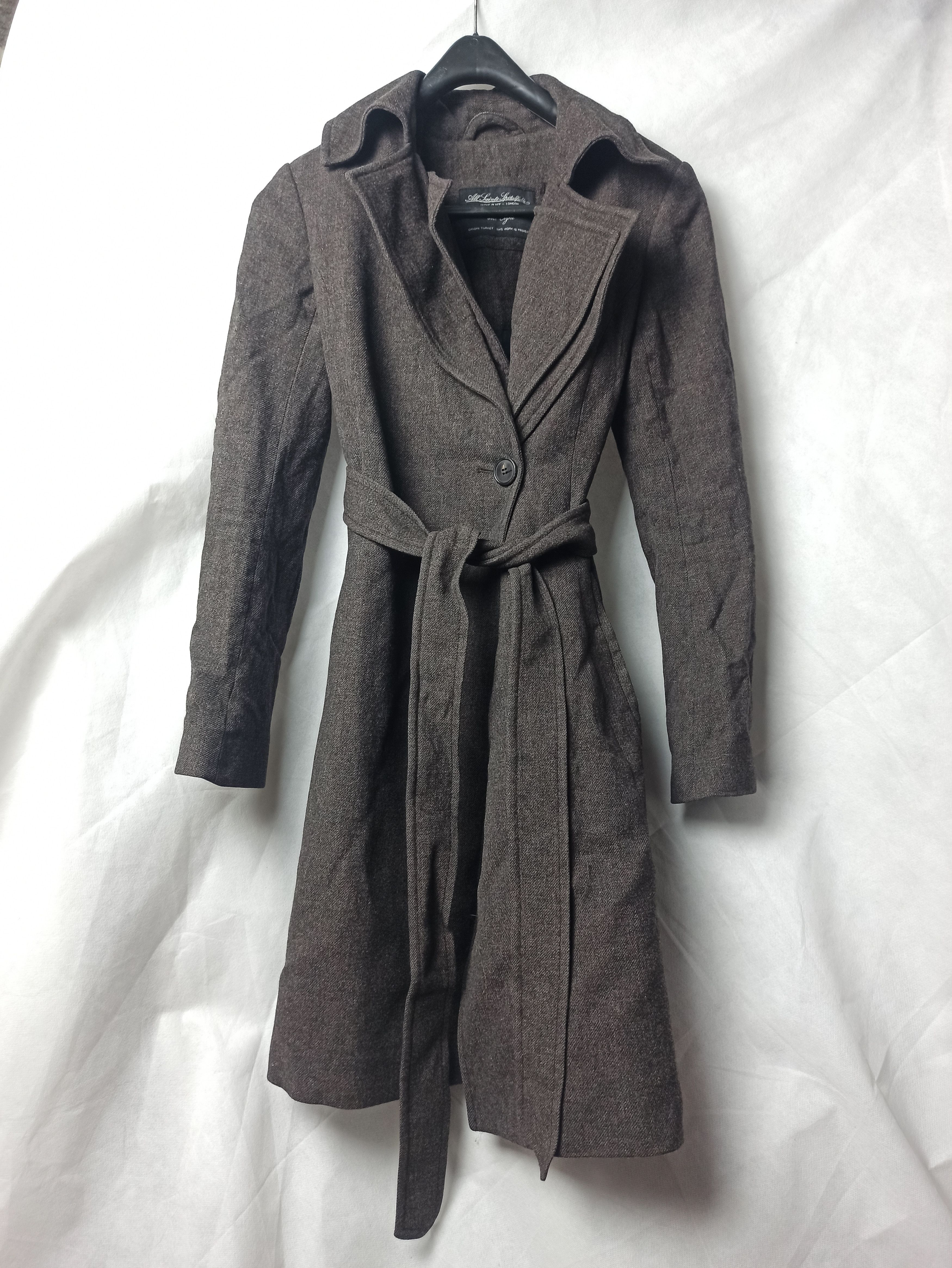 image of Allsaints All Saints Spitalfields Wool Isabella Coat in Grey, Women's (Size Small)