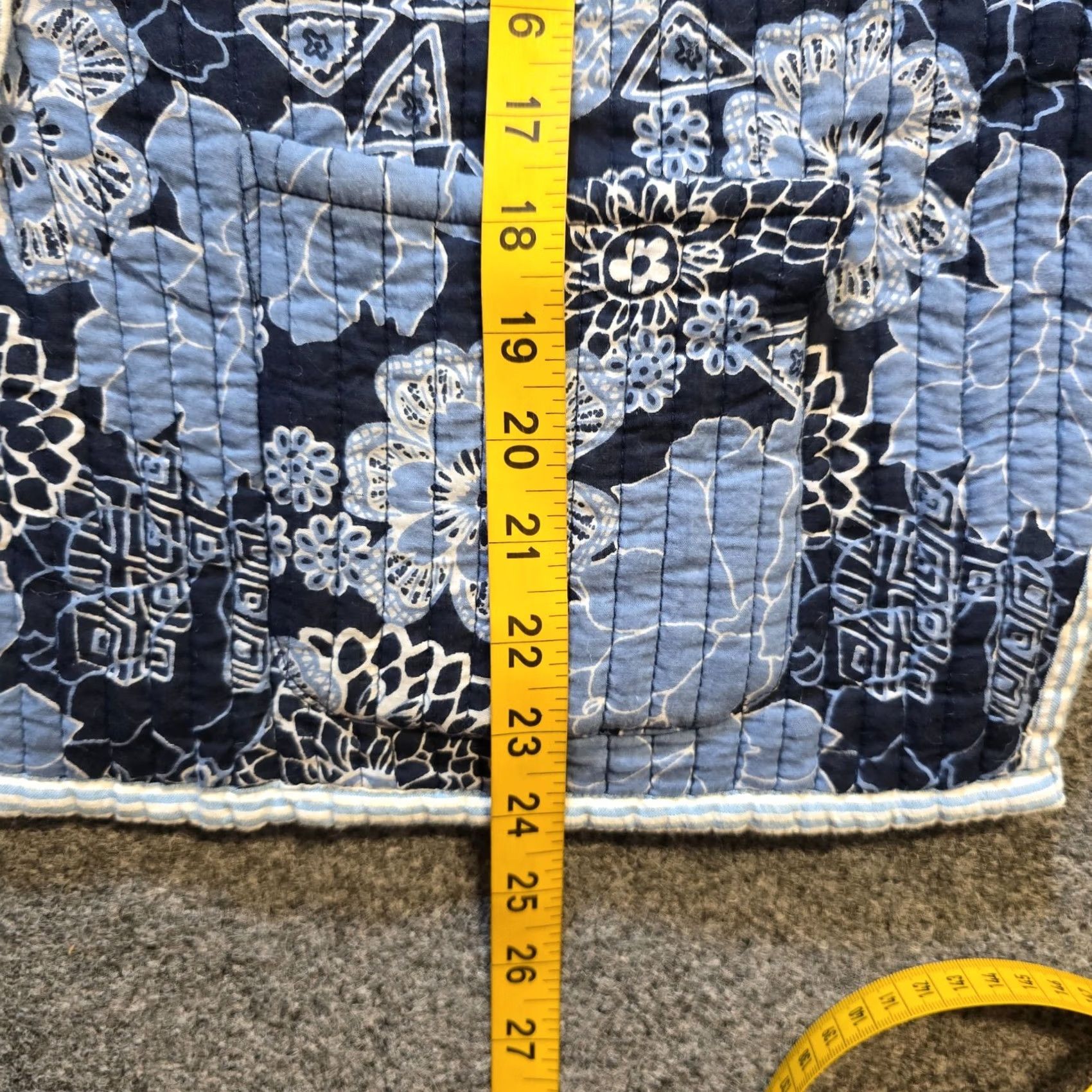 Vintage Quilted Jacket Womens Size L Blue Floral Button Up Pockets Kimono Sleeve Mid-Length Size L / US 10 / IT 46 - 5 Thumbnail