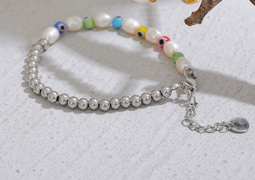 Jewelry Natural Pearl Beads Handmade Chain Bracelet Size ONE SIZE - 3 Thumbnail