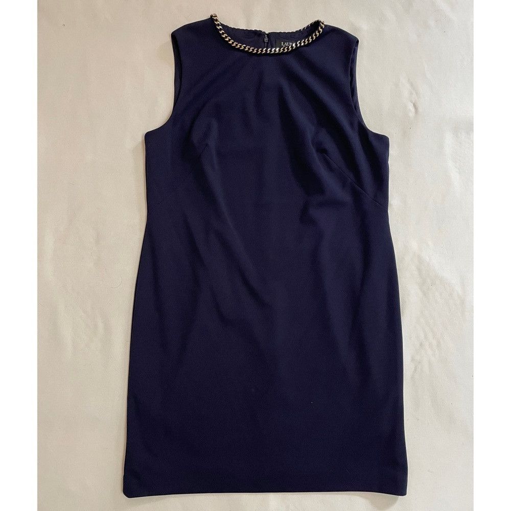 Ralph Lauren NWT New $135 Ralph Lauren Navy Sleeveless Chain Neck Dress Size XL / US 12-14 / IT 48-50 - 6 Thumbnail