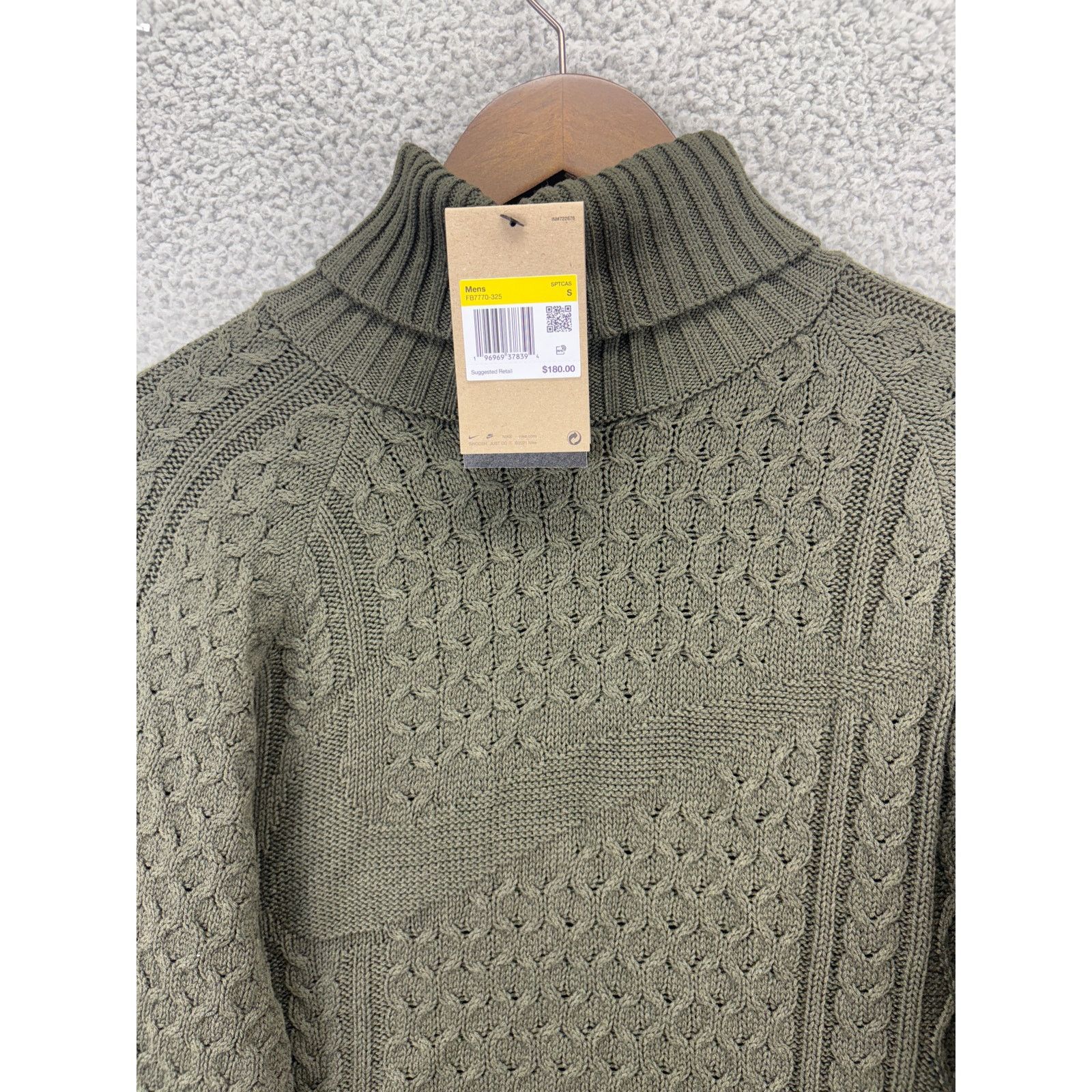 Nike Nike Life Cable Knit Turtleneck Sweater Mens Small Green S Size US S / EU 44-46 / 1 - 5 Thumbnail