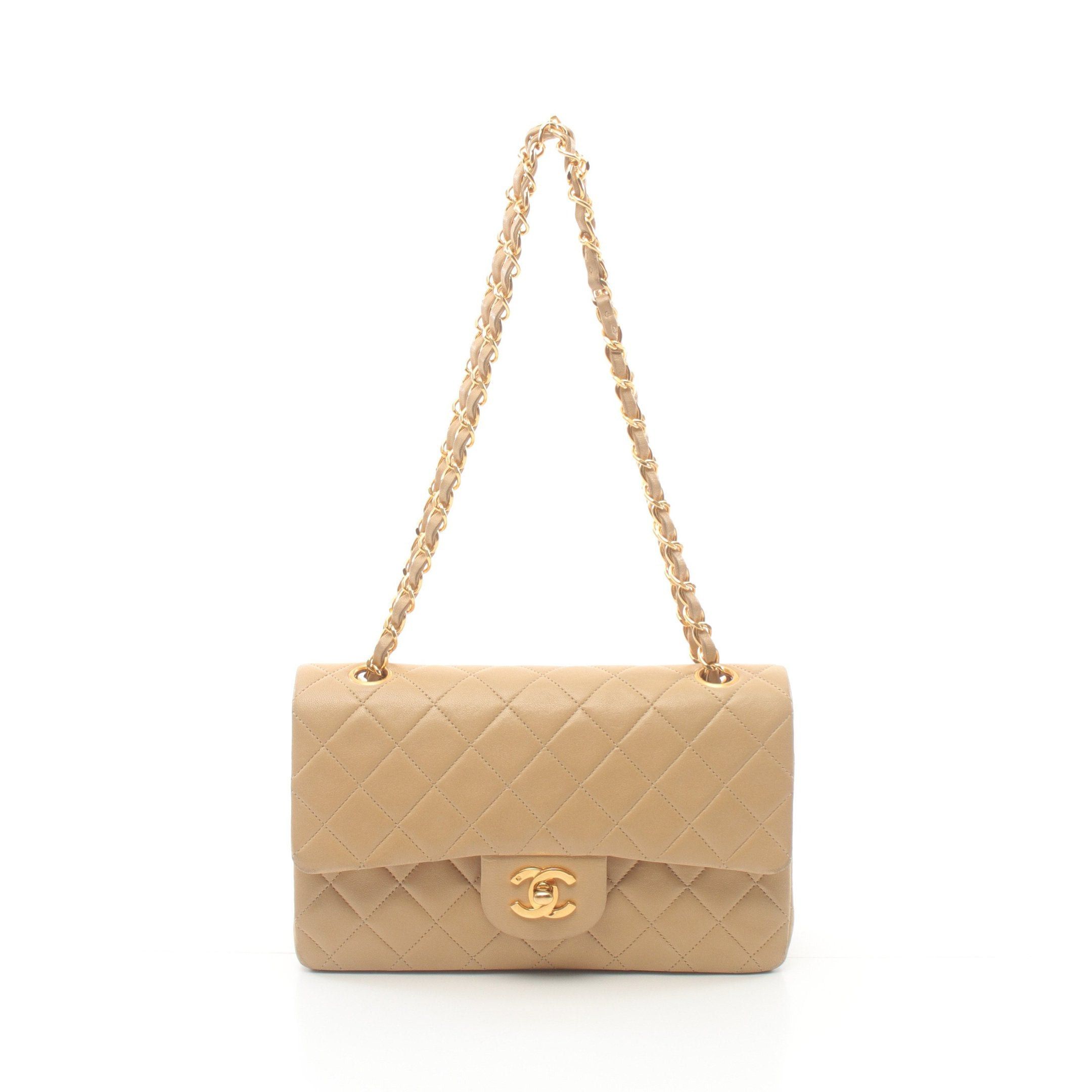 Chanel Chanel Matelasse Double Flap Chain Shoulder Bag Lambskin Beige Gold Hardware Size ONE SIZE - 1 Thumbnail