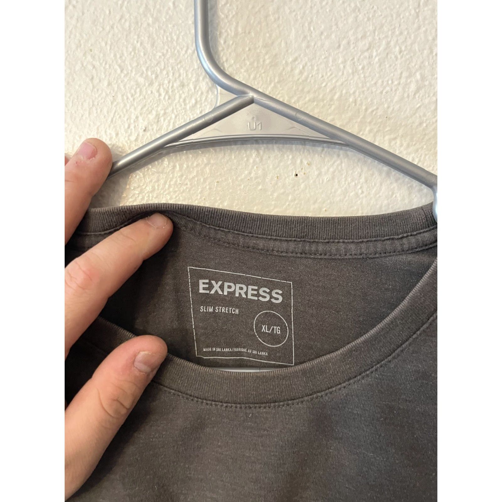 Express EXPRESS Slim Stretch Long Sleeve Gray Mens Shirt XL Size US XL / EU 56 / 4 - 3 Thumbnail