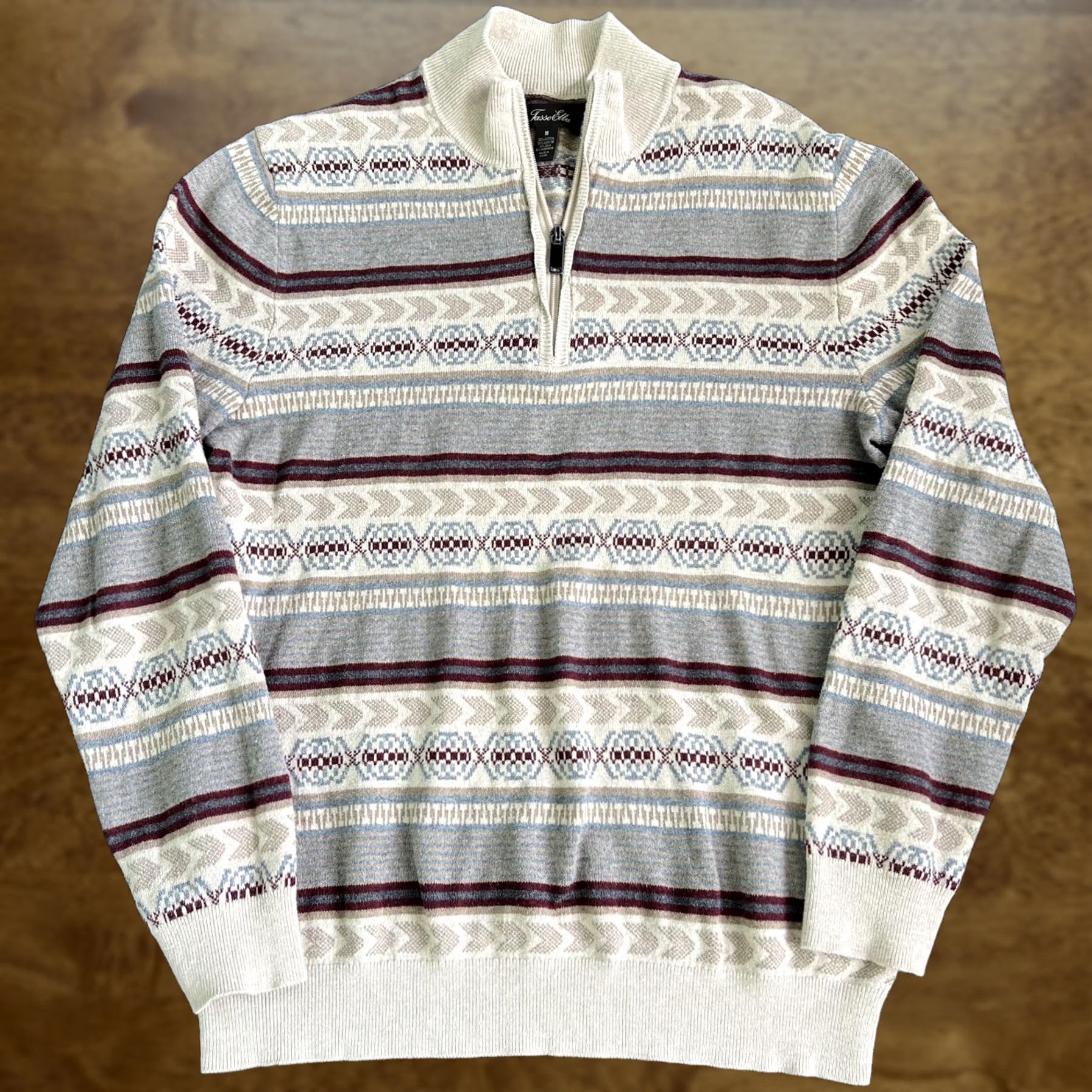 Tasso Elba Tasso Elba Sweater Mens M 1/4 Zip Mock Neck Striped Pullover Knit Soft Size US M / EU 48-50 / 2 - 1 Thumbnail