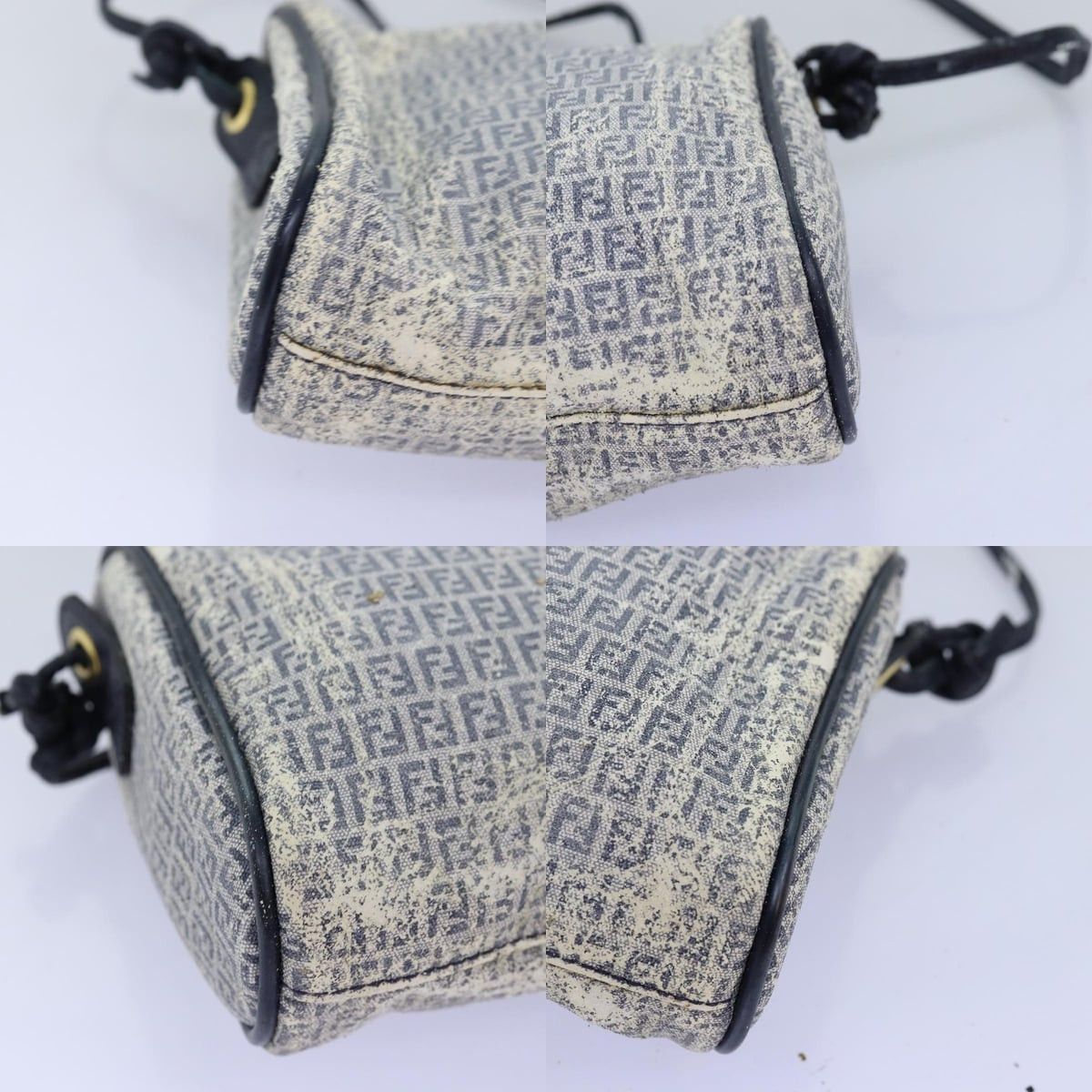 Fendi FENDI Zucchino Canvas Shoulder Bag Coated Canvas White Navy Size ONE SIZE - 10 Thumbnail