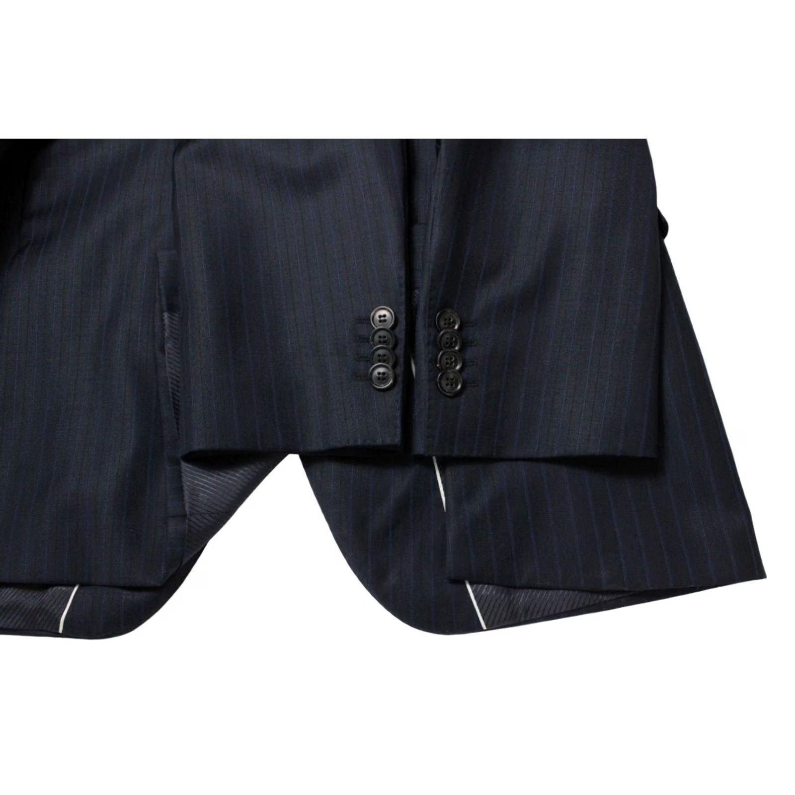 Hugo Boss HUGO BOSS Blazer The James/Sharp2 WE Wool Pinstripe Notch Lapel Mens US 36 Button Front 2 Buttons Regular Size Black Size 36R - 6 Thumbnail