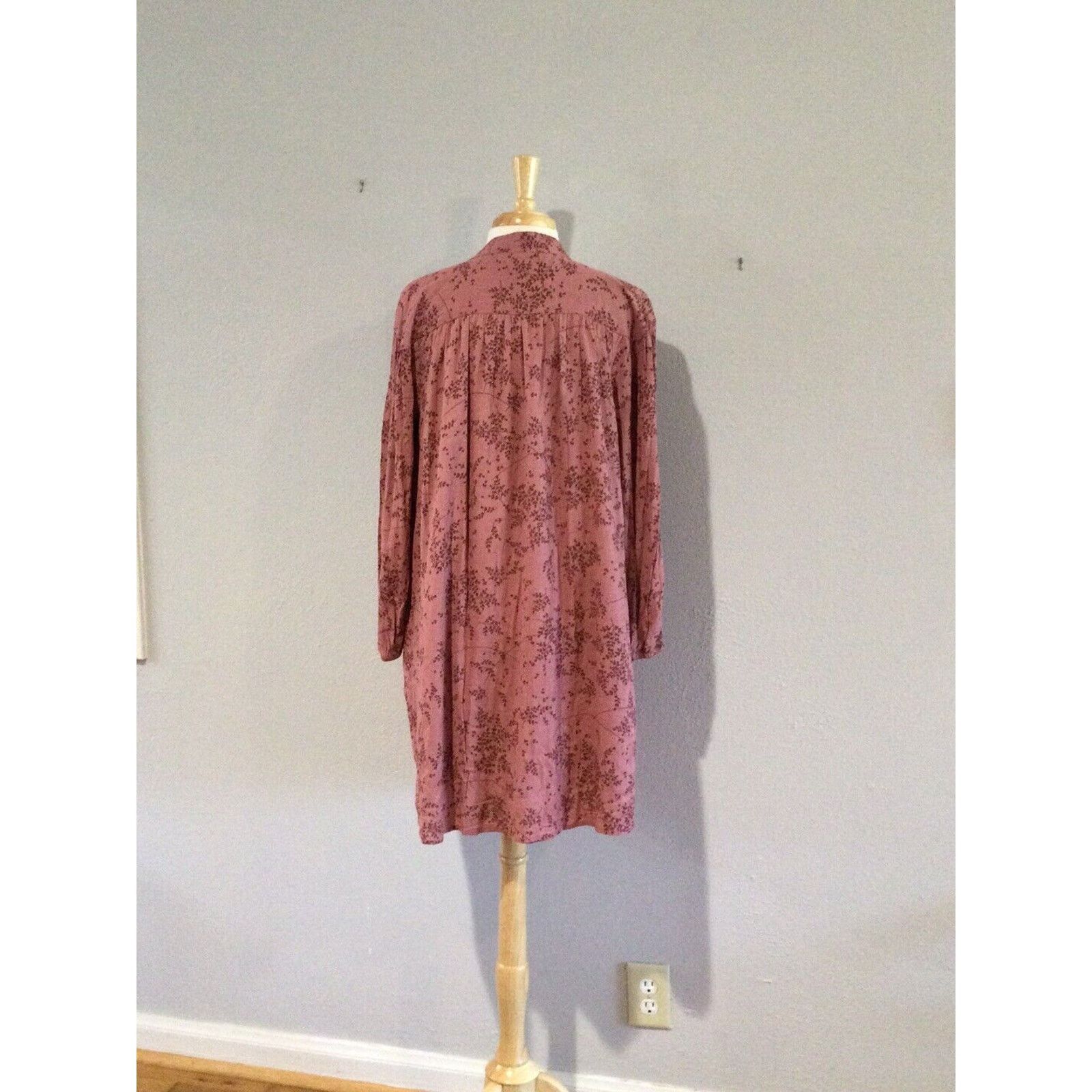 Vintage A.N.A. V-Neck Mauve Floral Long Sleeve Shift Dress Sz Small Size S / US 4 / IT 40 - 8 Thumbnail