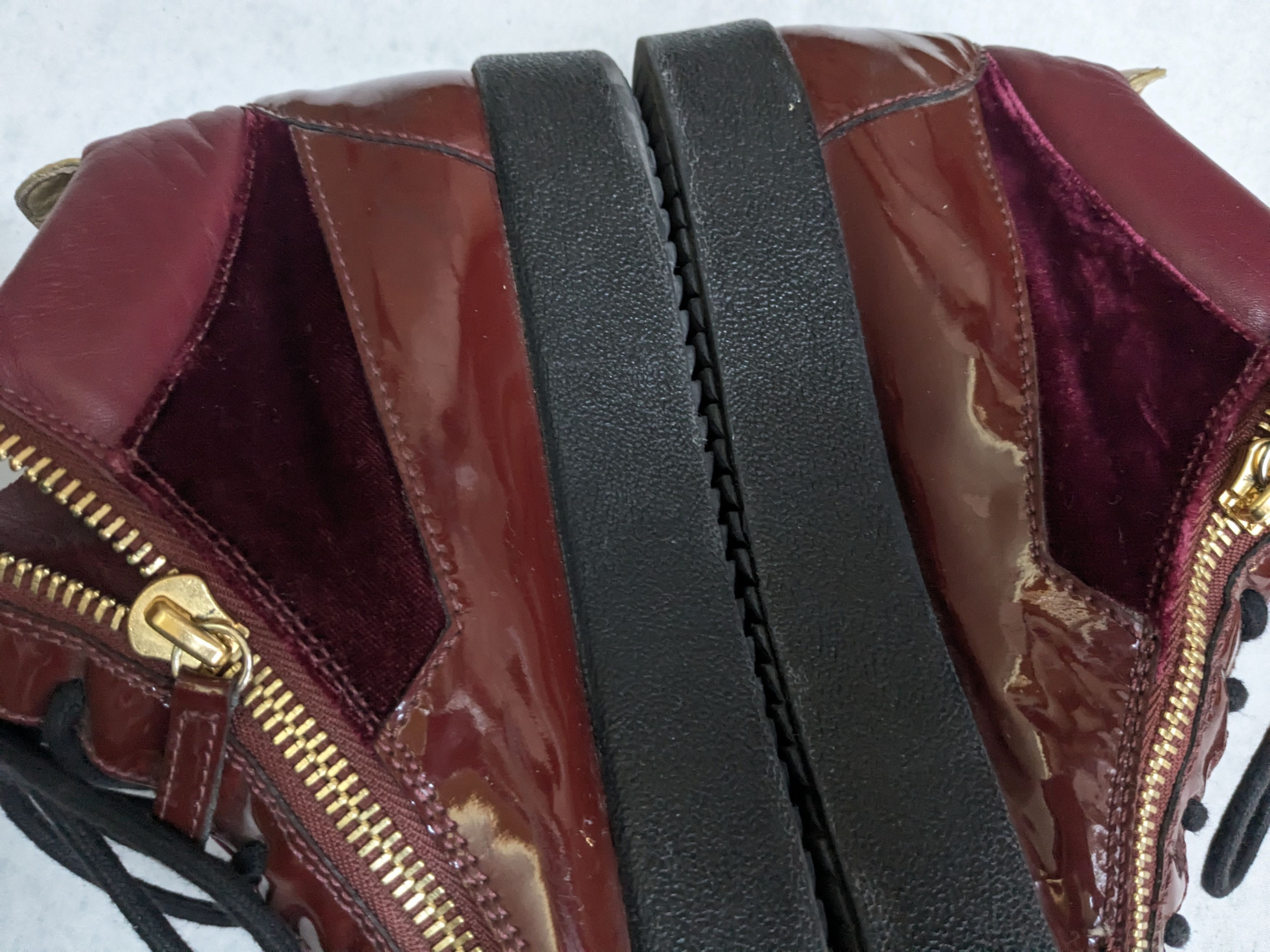 Giuseppe Zanotti Giuseppe Zanotti Sneakers 11 44 Burgundy Velvet High Gold Size US 11 / EU 44 - 11 Thumbnail