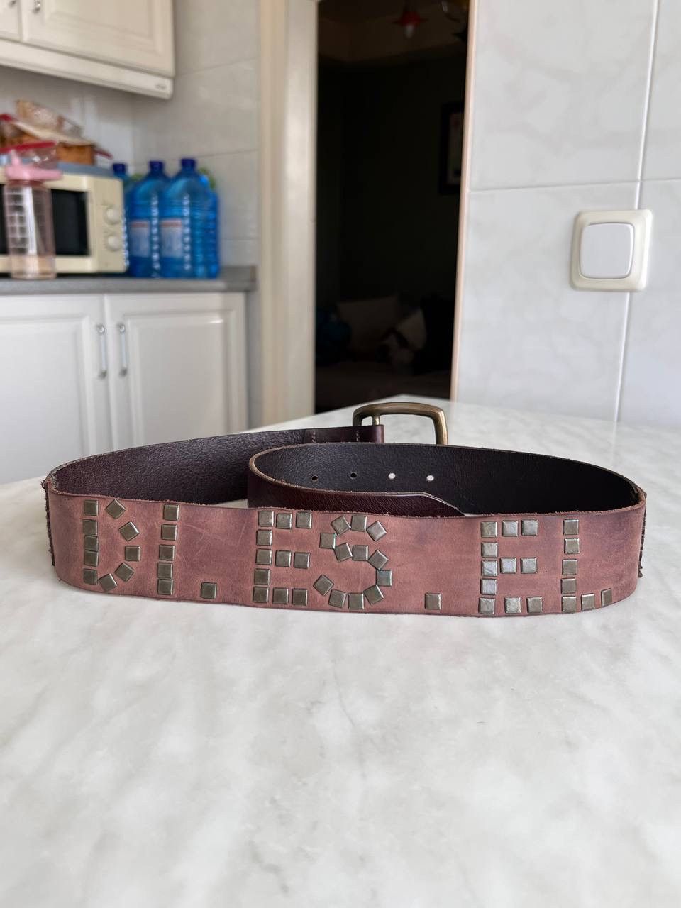 Diesel Diesel Belt Vintage Avant Garde Y2K Style Studded Logo Steel Size ONE SIZE - 1 Thumbnail