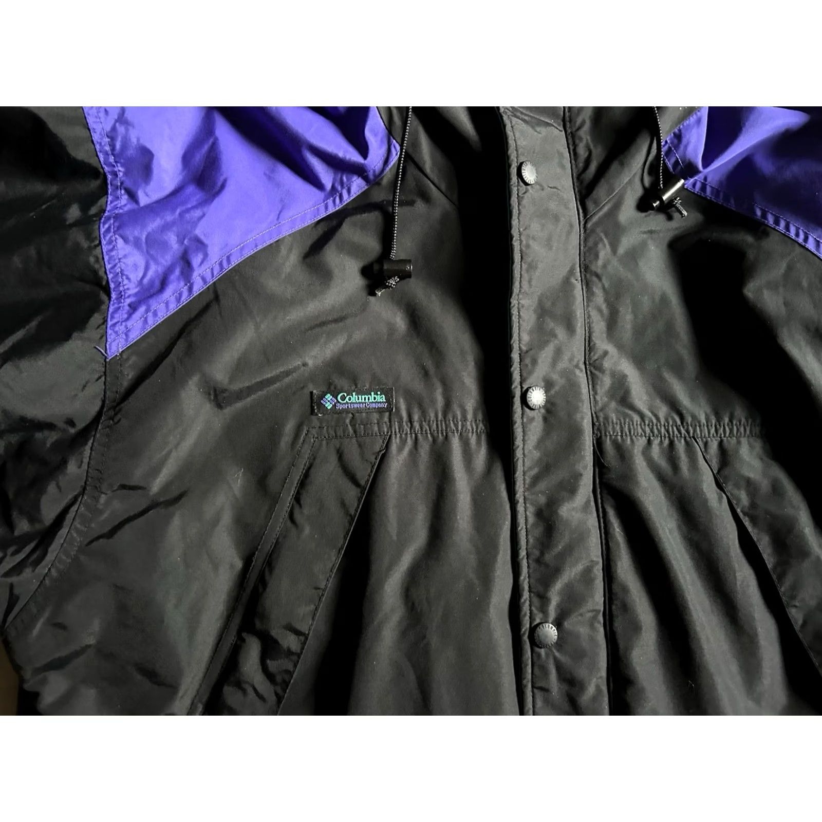 Vintage VINTAGE Columbia Sportswear Hooded Jacket Mens Size L Purple Black Blue Radial Sleeve Full Zip 90s Bomber Coat/Pullover? Size US L / EU 52-54 / 3 - 4 Thumbnail