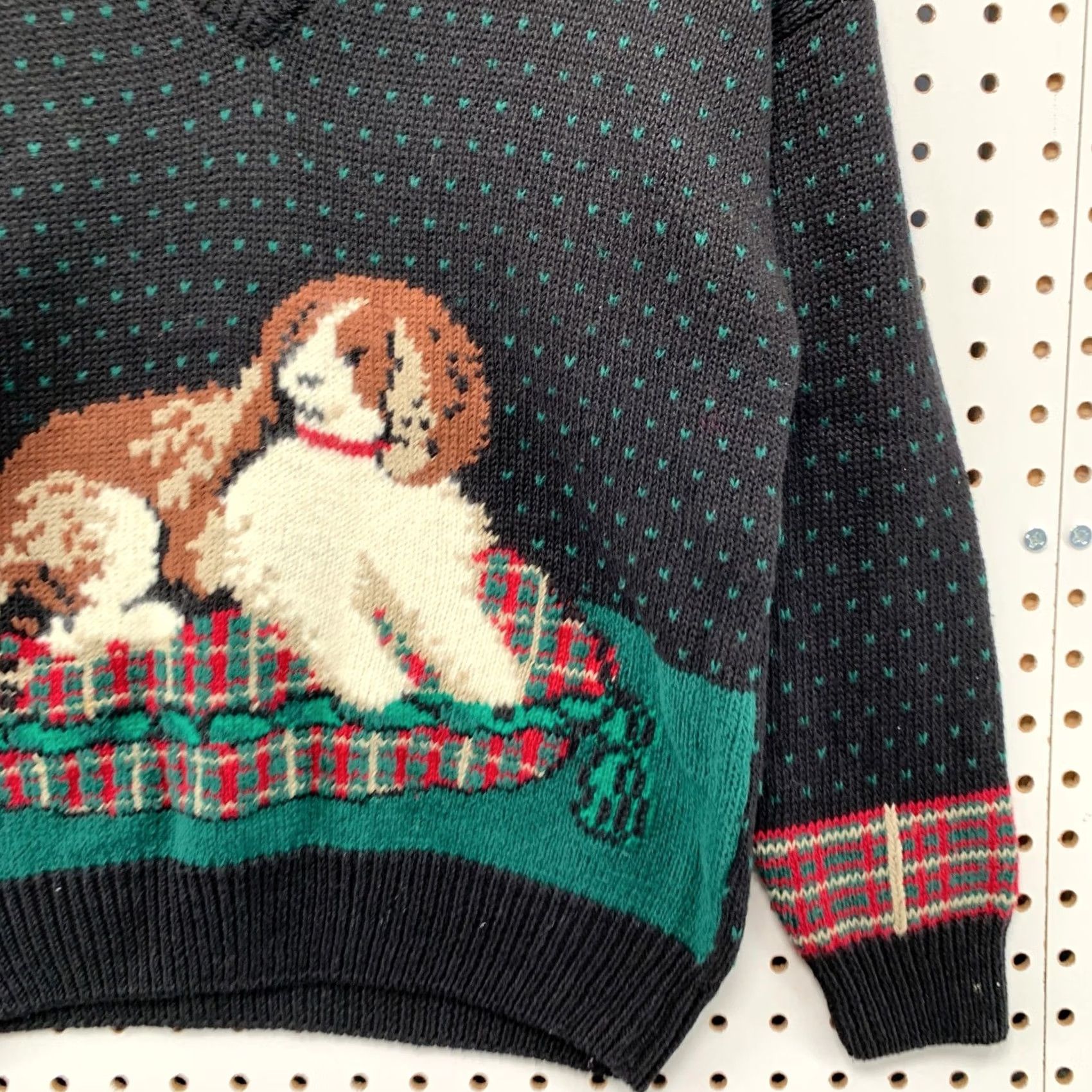 Vintage VINTAGE Northern Isles Dog Sweater Hand Embroidered V-Neck Womens 10 Black Plaid Knit Pullover | Animal Holiday Casual Womens Pullover Sweater 10 Size L / US 10 / IT 46 - 6 Thumbnail