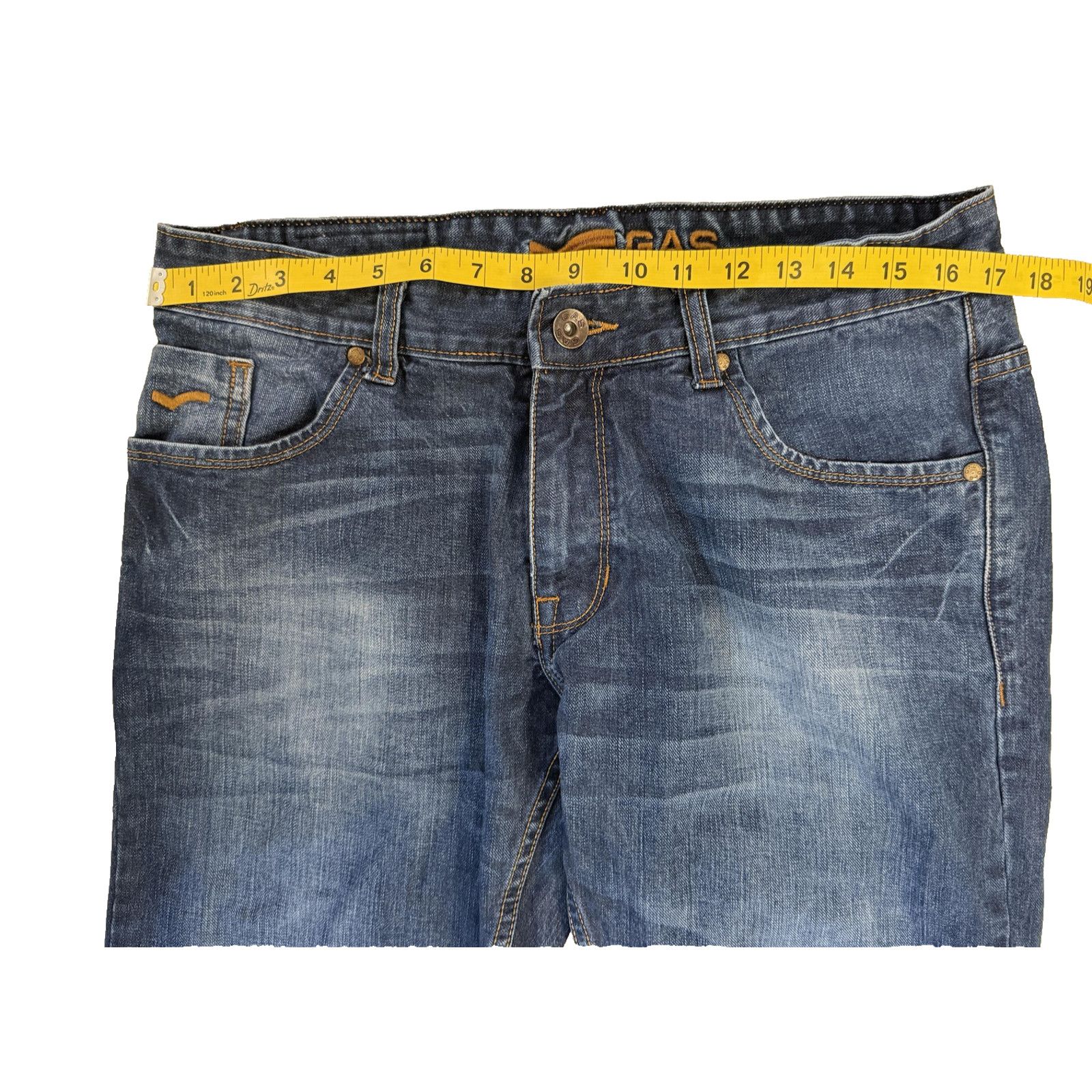 GAS Gas Jeans Mens 36x34 Denim Straight Distressed Pocket Hit Size US 36 / EU 52 - 5 Thumbnail