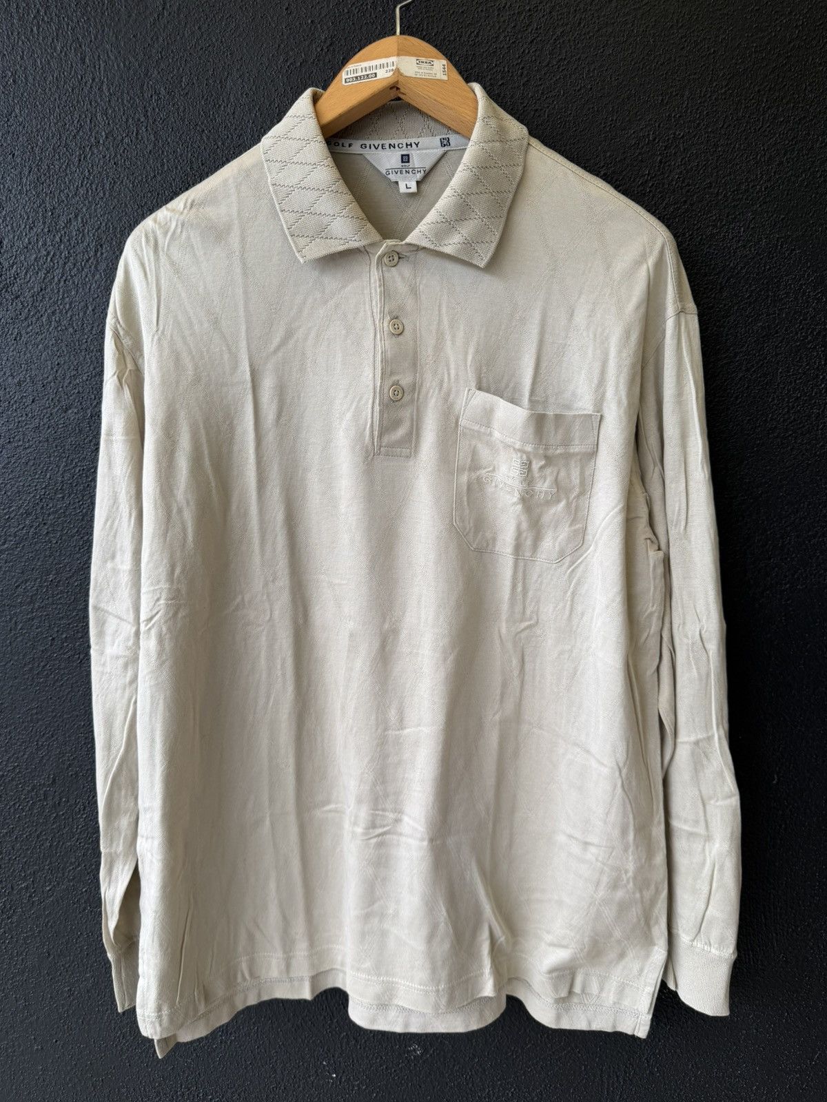 Givenchy Drop! Vintage 90s GIVENCHY Long Sleeve Polo Shirt Beige L Size US L / EU 52-54 / 3 - 1 Thumbnail