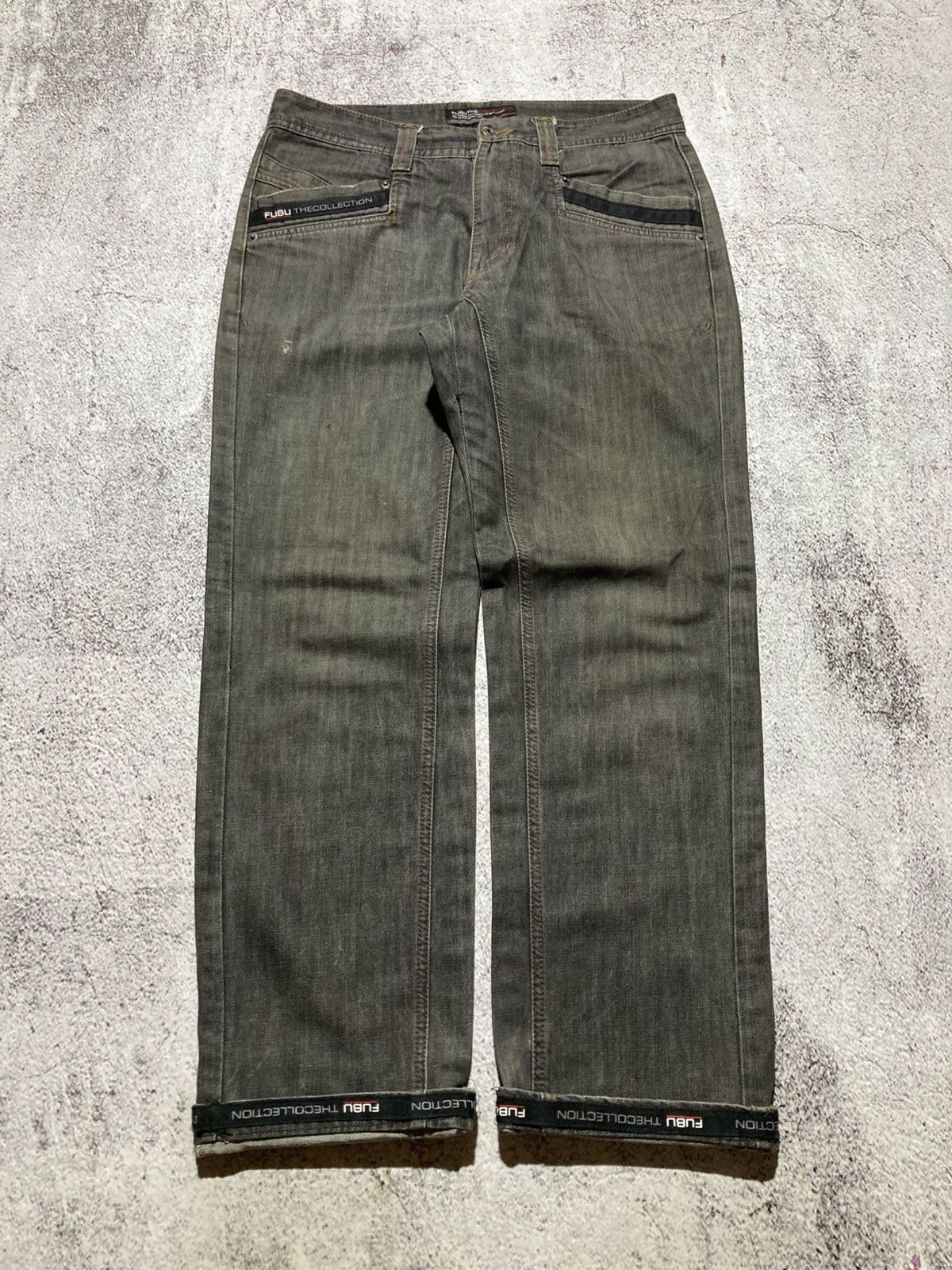 Japanese Brand 2000s Fubu Collection Washed Jeans Pants Charcoal Y2k Size US 34 / EU 50 - 8 Thumbnail