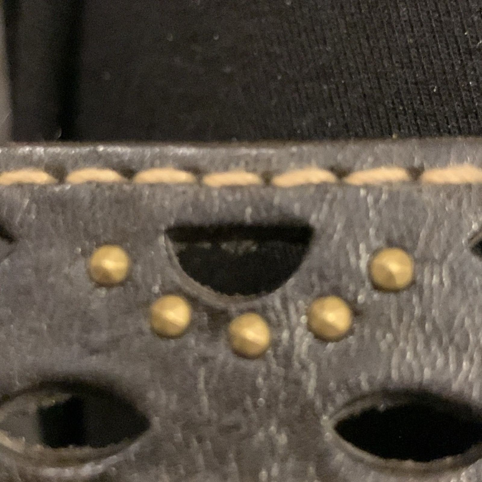 Vintage Double buckle perforated leather belt solid brass with studs Size ONE SIZE - 10 Thumbnail