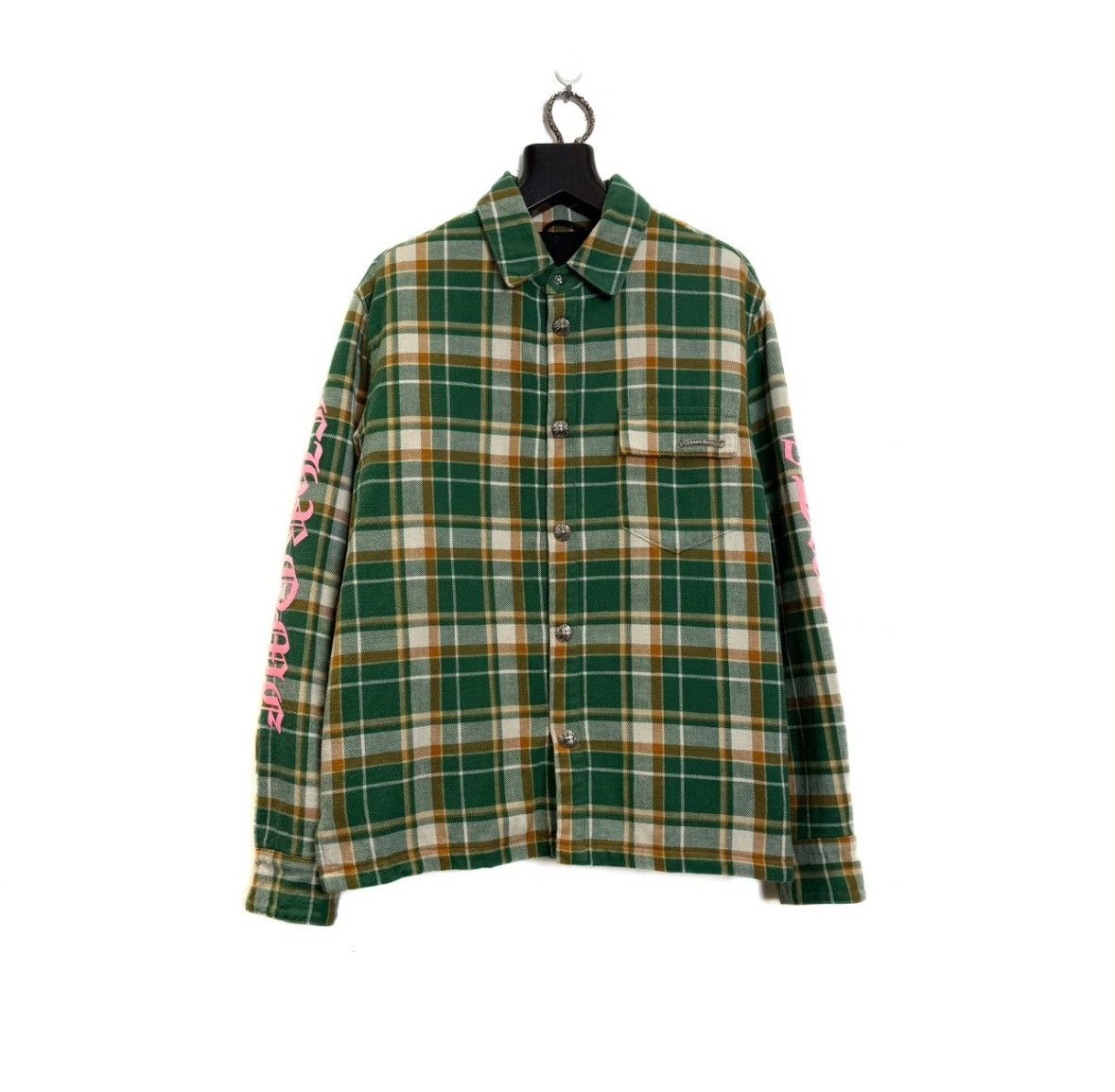 Chrome Hearts Pink letter sleeve green lined flannel jacket Size US S / EU 44-46 / 1 - 1 Thumbnail