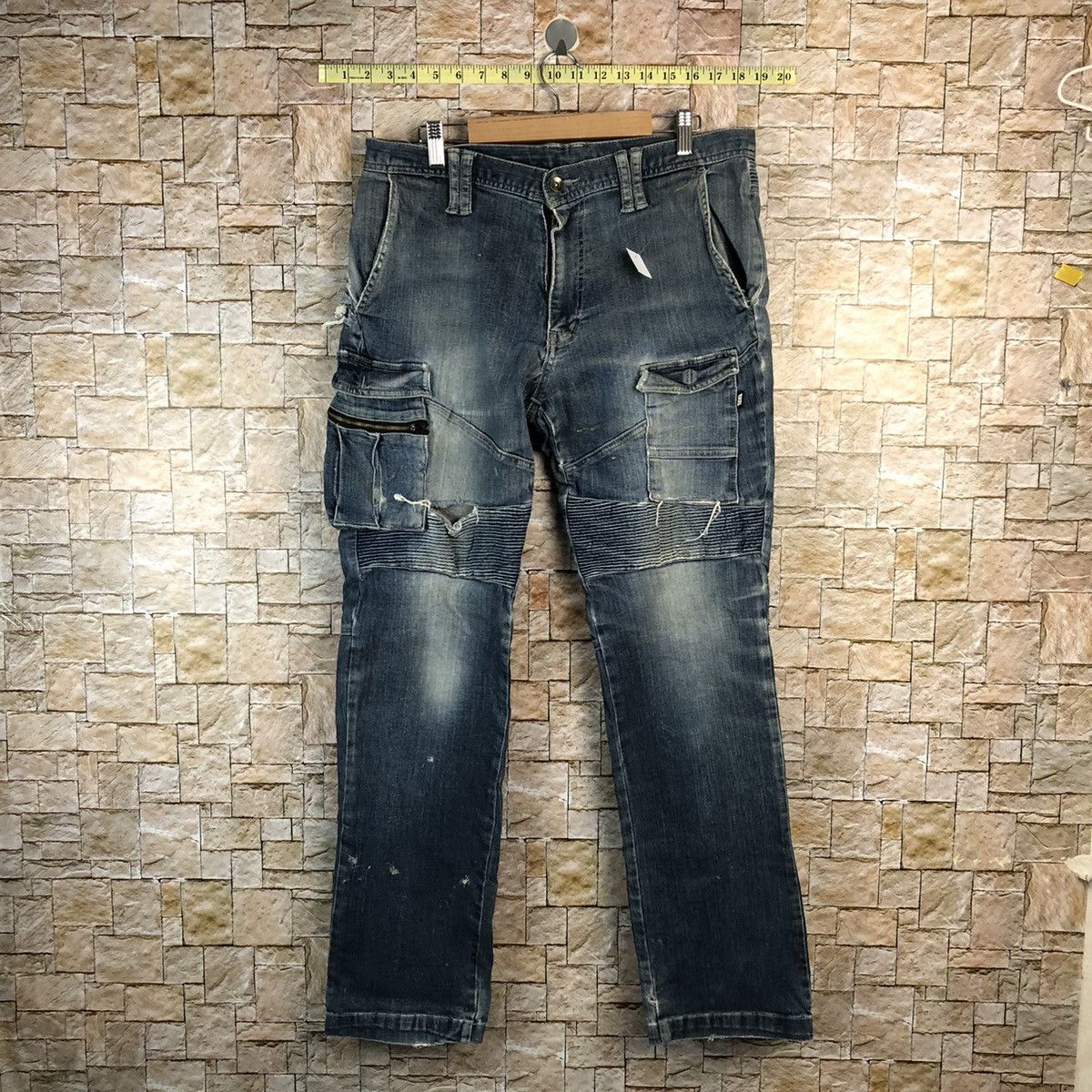 Japanese Brand Tora ripped Denim utility tactical distressed Pants #A959 Size US 33 - 1 Thumbnail