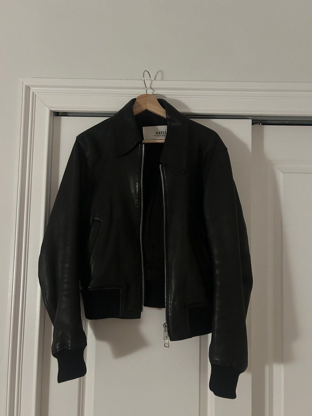 AMI Ami Paris Leather Bomber Jacket Size US S / EU 44-46 / 1 - 1 Thumbnail