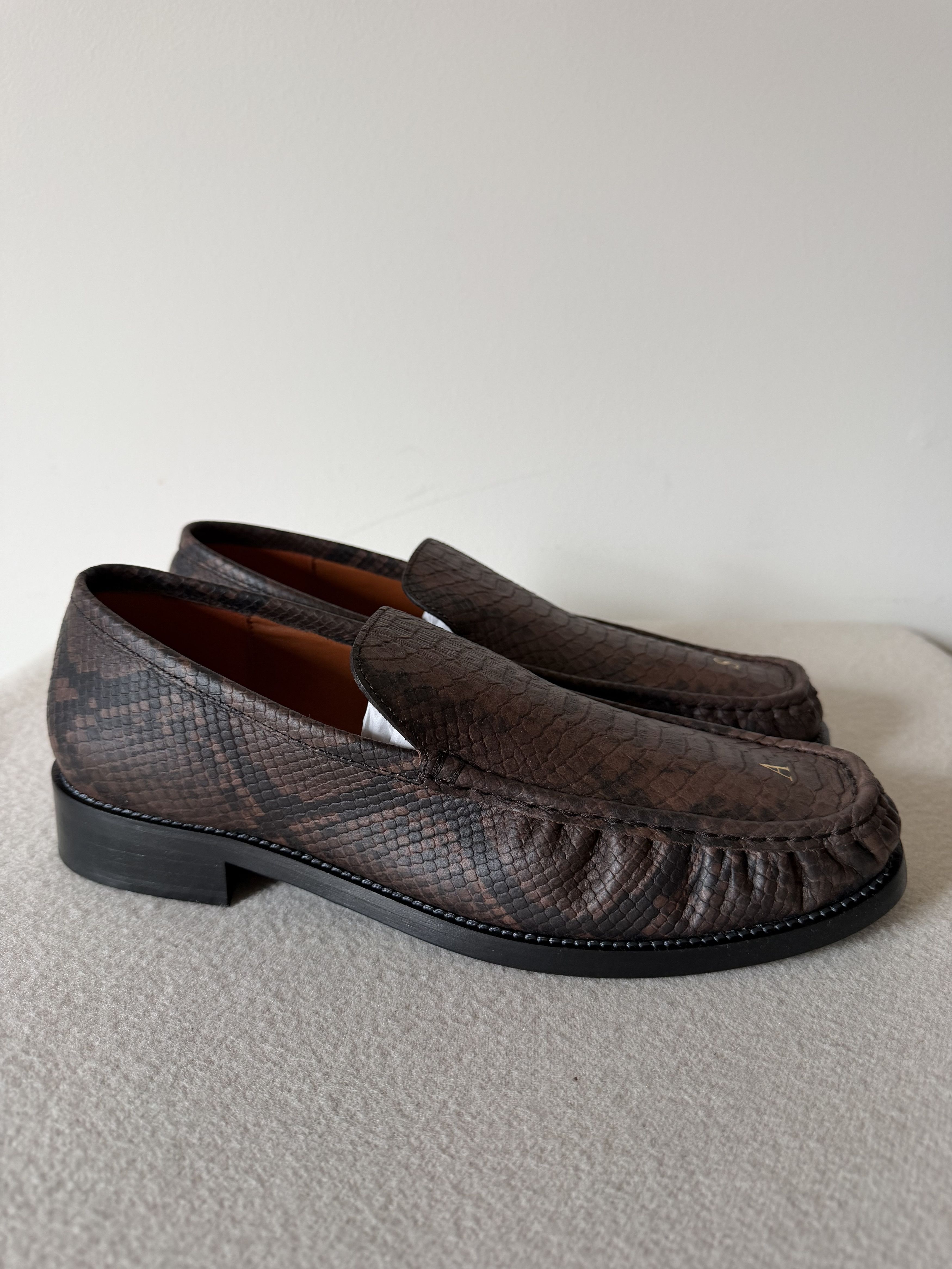 Acne Studios Acne Studios Light Hiss Embossed Snakeskin Loafers Size US 12 / EU 45 - 1 Thumbnail