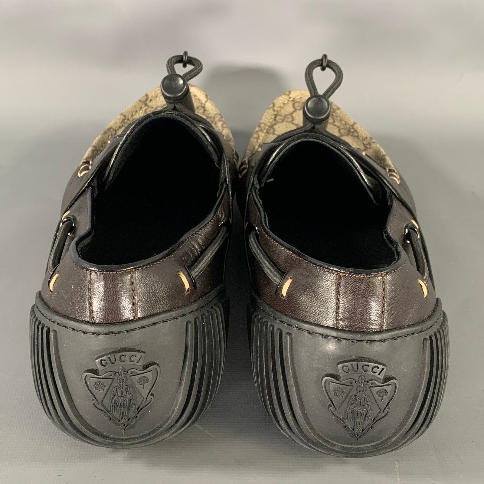 Gucci GUCCI Size 9.5 Tan Brown Monogram Leather Drivers Loafers Size US 9.5 / EU 42-43 - 3 Thumbnail