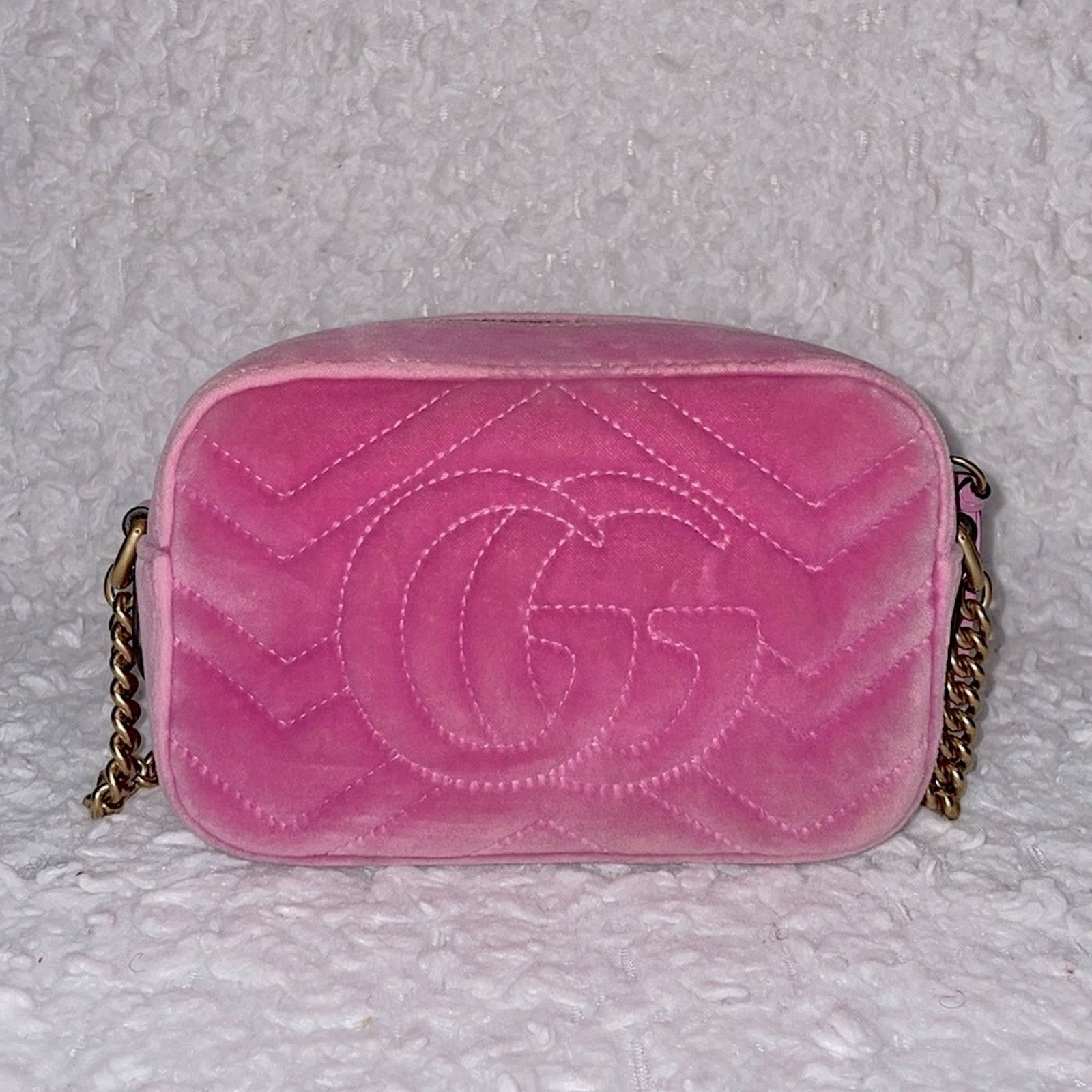 Gucci Gucci GG Marmont Velvet Crystal Mini Bag Pink 448065 Size ONE SIZE - 7 Thumbnail