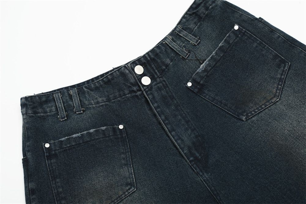 Japanese Brand × Jean Men's loose distressed washed straight denim shorts Size US 32 / EU 48 - 4 Thumbnail