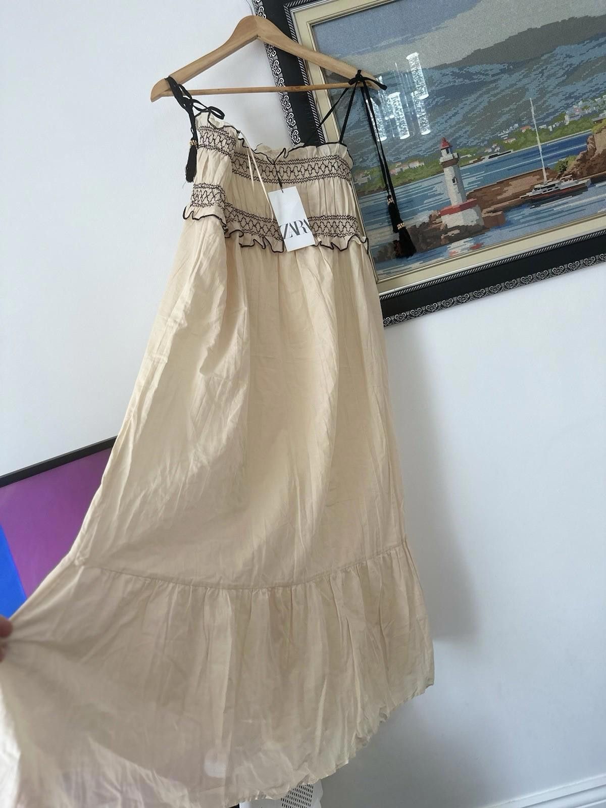 Zara ZARA cotton embroidered tassel dress BMWT Size XS / US 0-2 / IT 36-38 - 1 Thumbnail