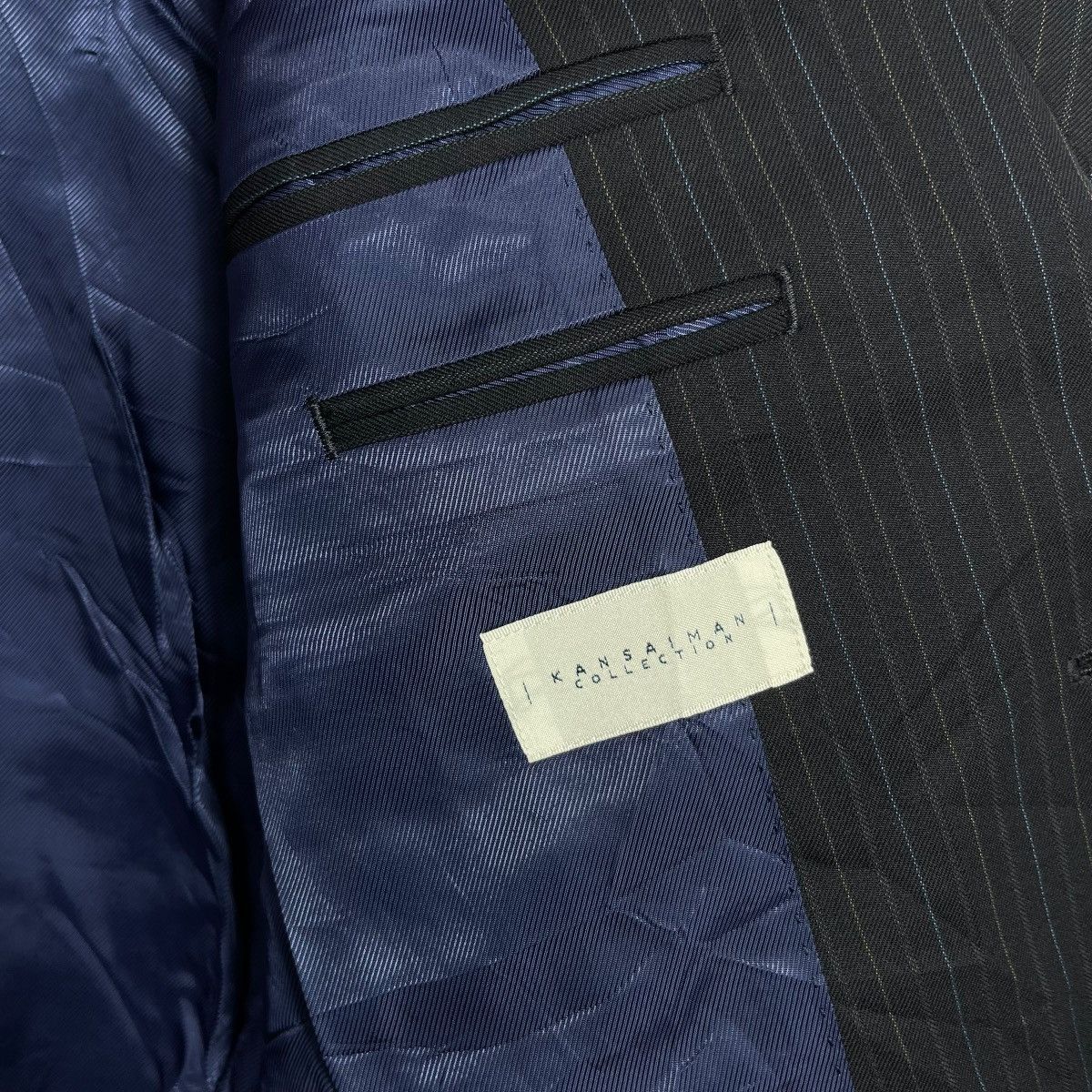 Kansai Yamamoto Kansai Man Collection Navy Pinstripe Blazer Made in Japan Size 40R - 3 Thumbnail
