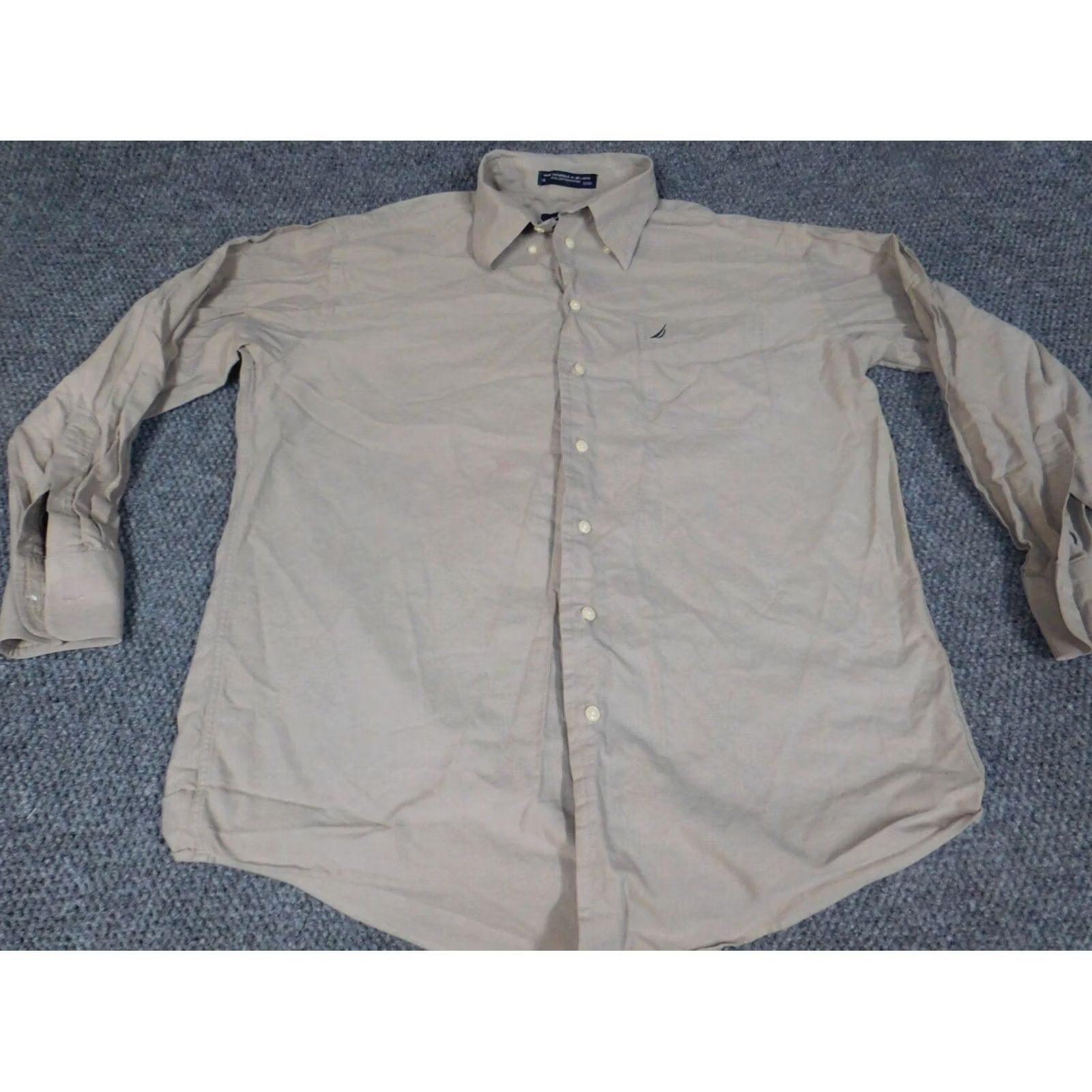 Nautica Nautica Shirt Mens 16 Beige Oxford button down Size US L / EU 52-54 / 3 - 2 Thumbnail