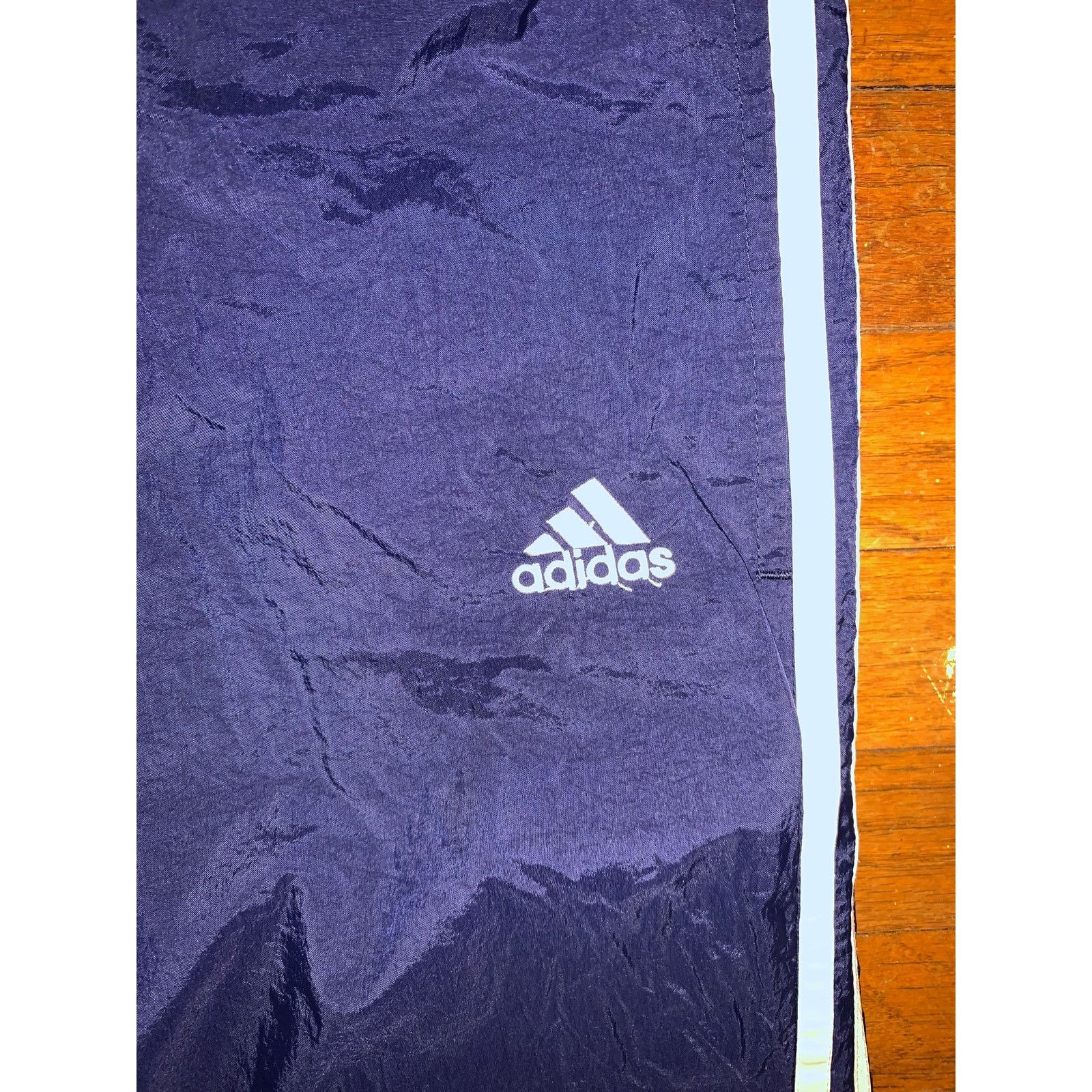Adidas × Vintage Y2K Adidas Windbreaker Track Pants Large Navy Blue 3 Stripe Size US 36 / EU 52 - 4 Thumbnail