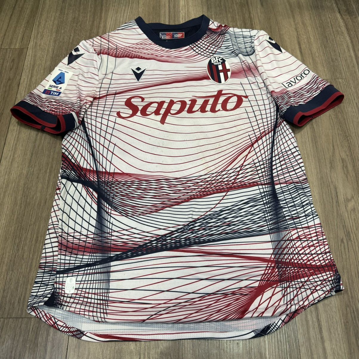 Macron Bologna 23/24 match worn shirt #56 Saelemaekers Size US L / EU 52-54 / 3 - 1 Thumbnail