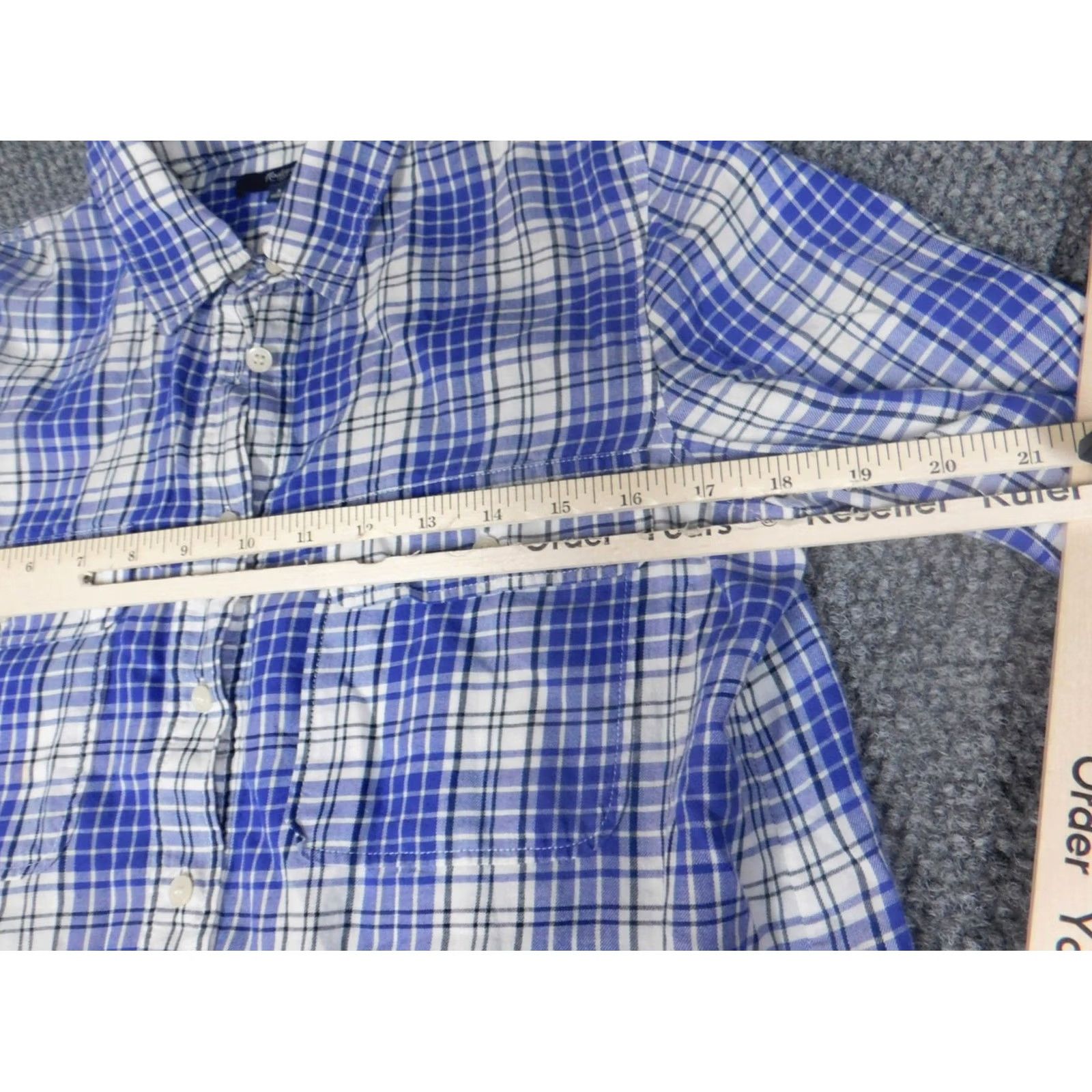 Madewell Madewell Blouse Women S Blue Plaid Long Sleeve Crew Neck Pullover 100% Cotton Rayon Casual Ruffle Button Top Daily Classic Shirt Size S / US 4 / IT 40 - 4 Thumbnail