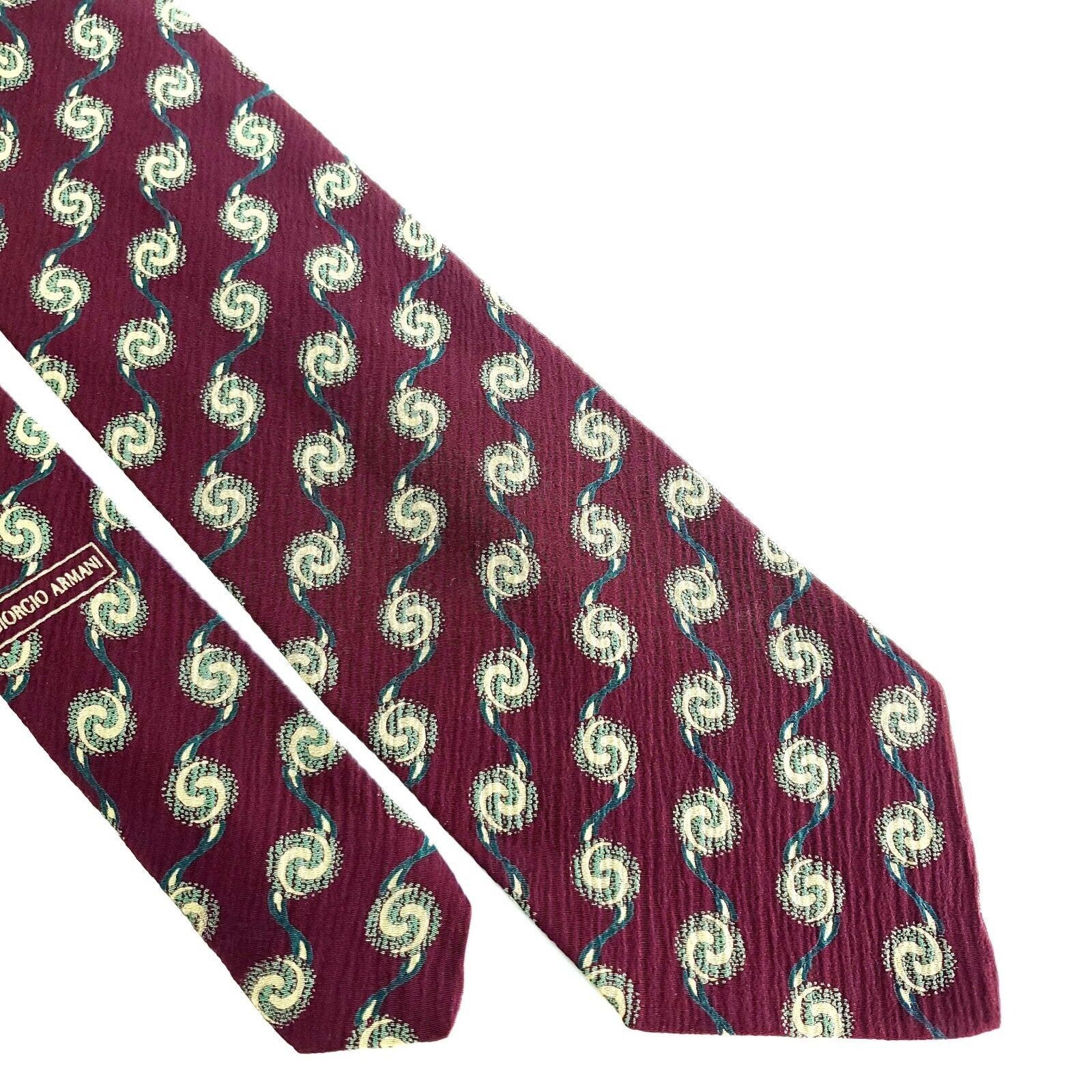 Giorgio Armani Giorgio Armani Cravatte Textured Silk Tie Short Wide Red Geo Size ONE SIZE - 1 Thumbnail
