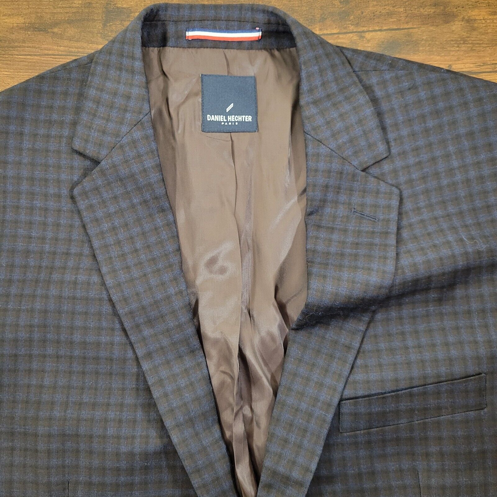 Daniel Hechter Daniel Hechter Paris 42L Navy Blue Plaid Two-Button Front Size 42L - 3 Thumbnail