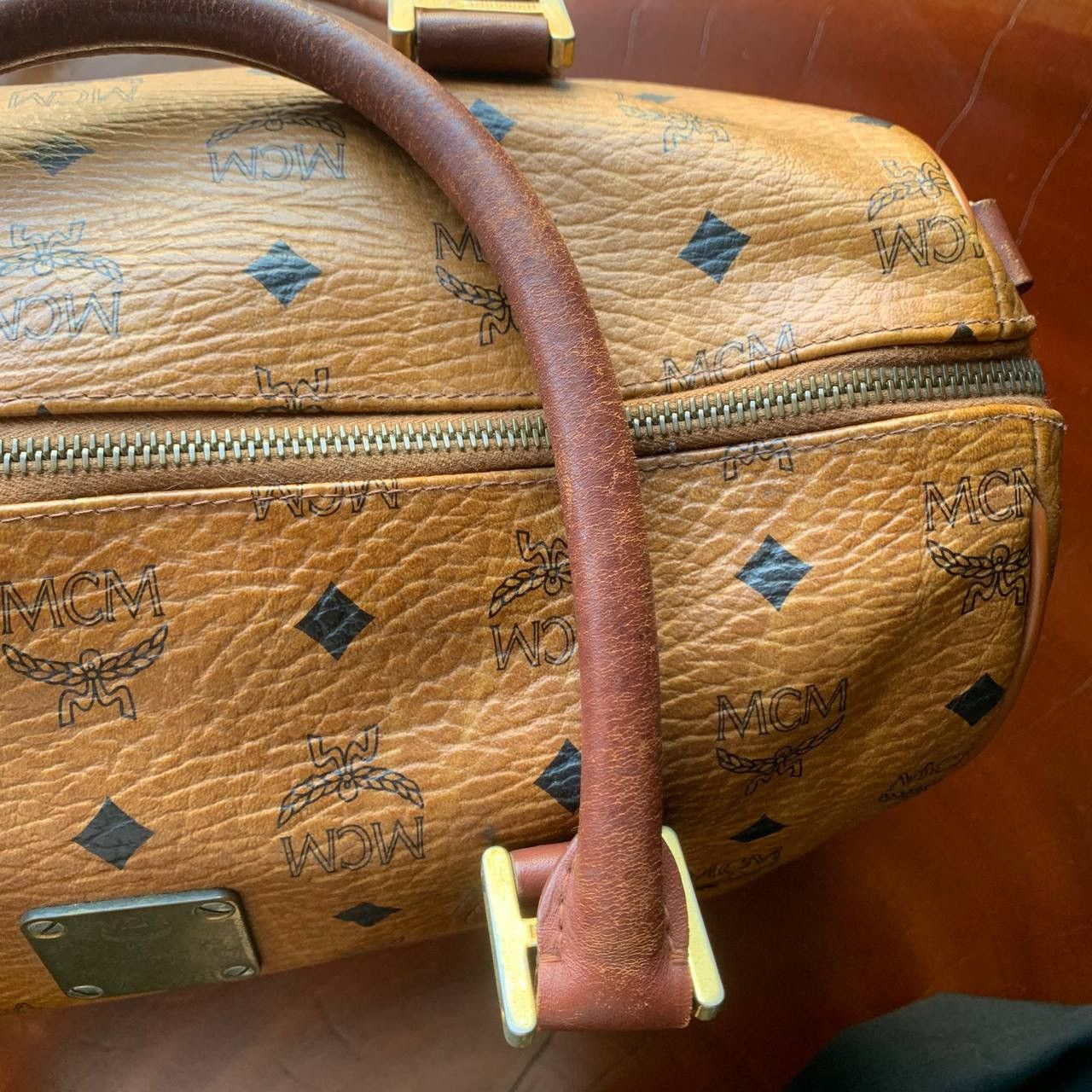 MCM Vintage MCM Boston Brown Visetos Leather Hand Bag Size ONE SIZE - 19 Thumbnail