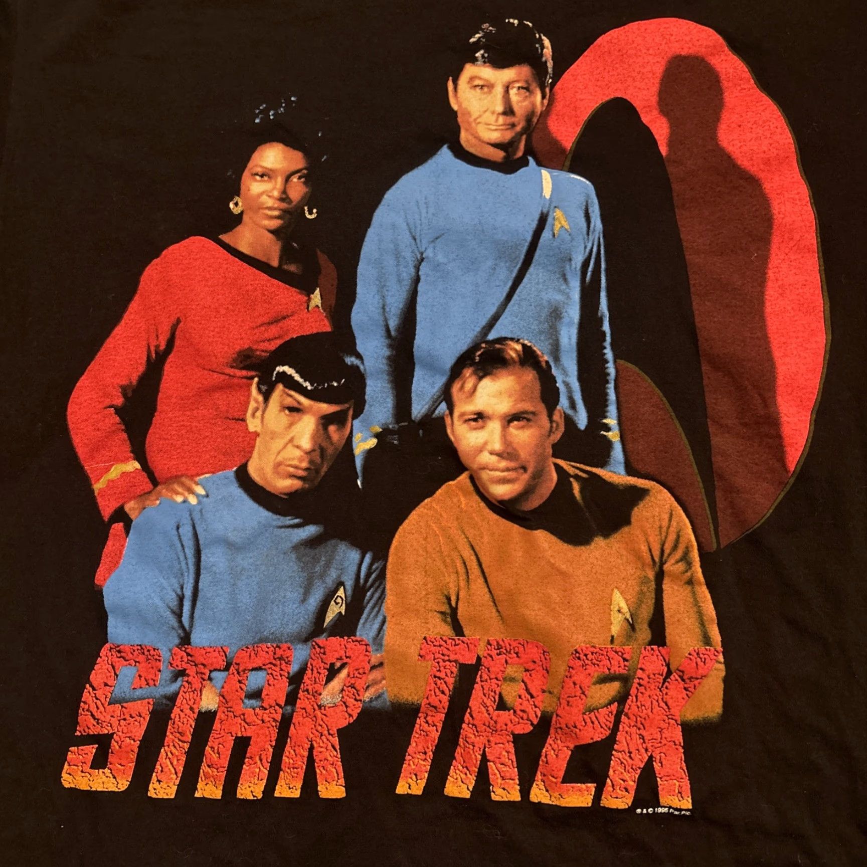 Vintage VINTAGE Star Trek T-Shirt XL Black Town Champ Men Shirts 1995 Original Series Kirk Spock Uhura McCoy Adults Mens Size US XL / EU 56 / 4 - 2 Thumbnail