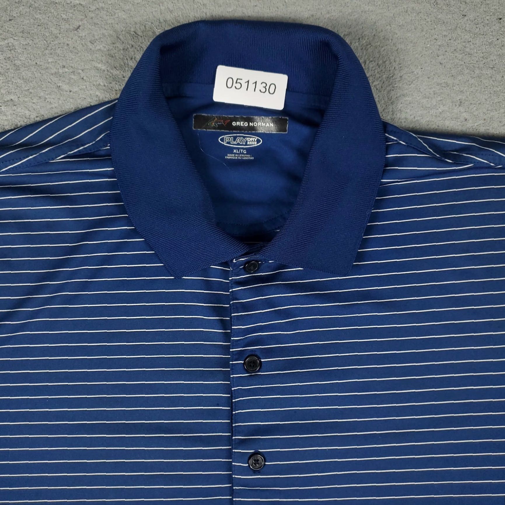 Vintage Greg Norman Polo Shirt Mens XL Blue Striped Shark Golf Casual Short Sleeve Polo Size US XL / EU 56 / 4 - 2 Thumbnail