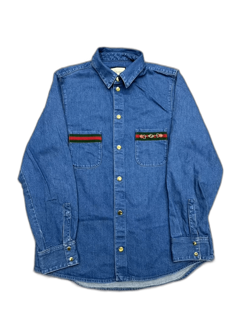 Gucci Gucci Double G Stripe Denim Shirt Jacket-2508 Size US L / EU 52-54 / 3 - 1 Thumbnail