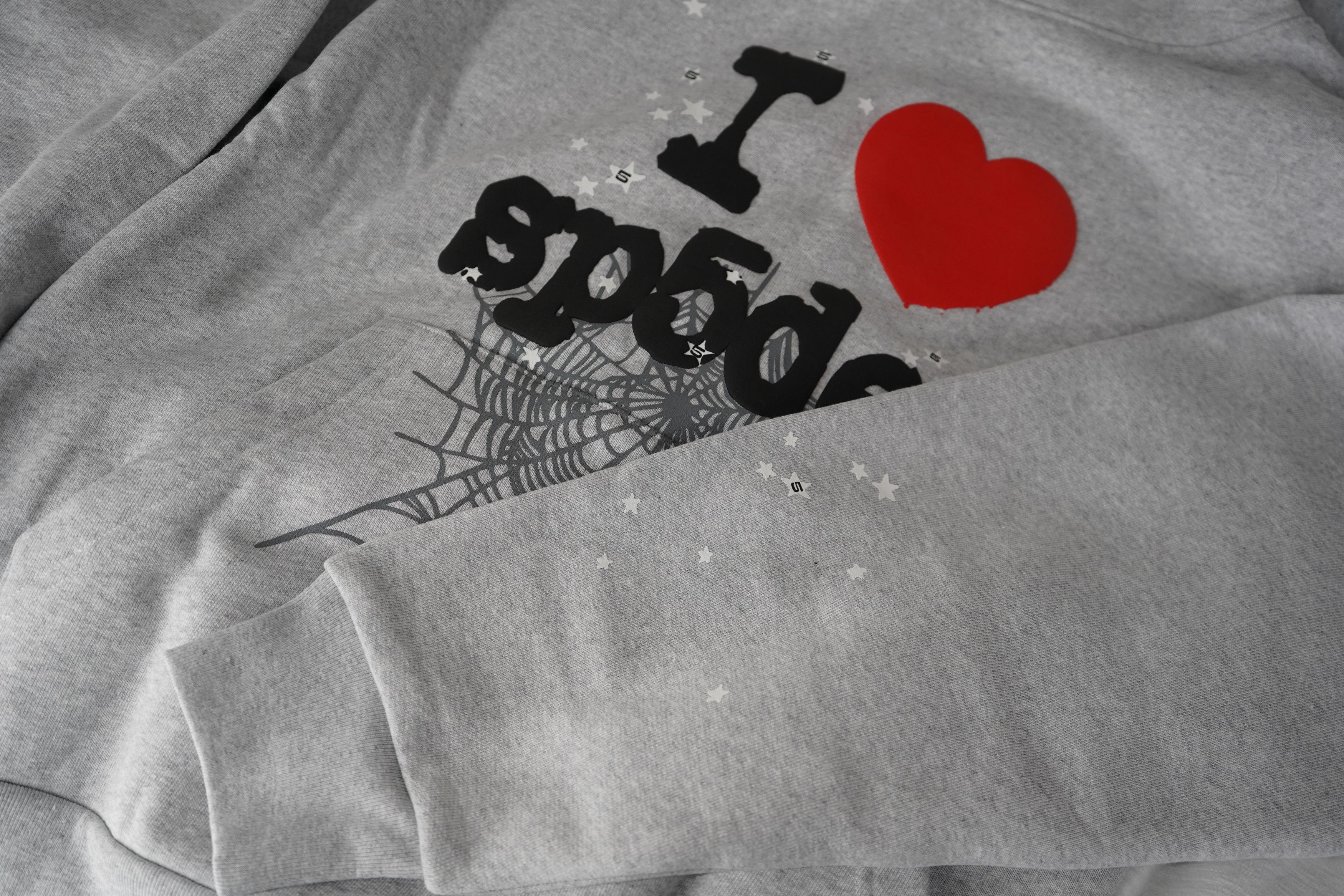 Sp5der Sp5der - Souvenir Hoodie (I Love Sp5der) - Heather Grey, L Size US L / EU 52-54 / 3 - 4 Thumbnail