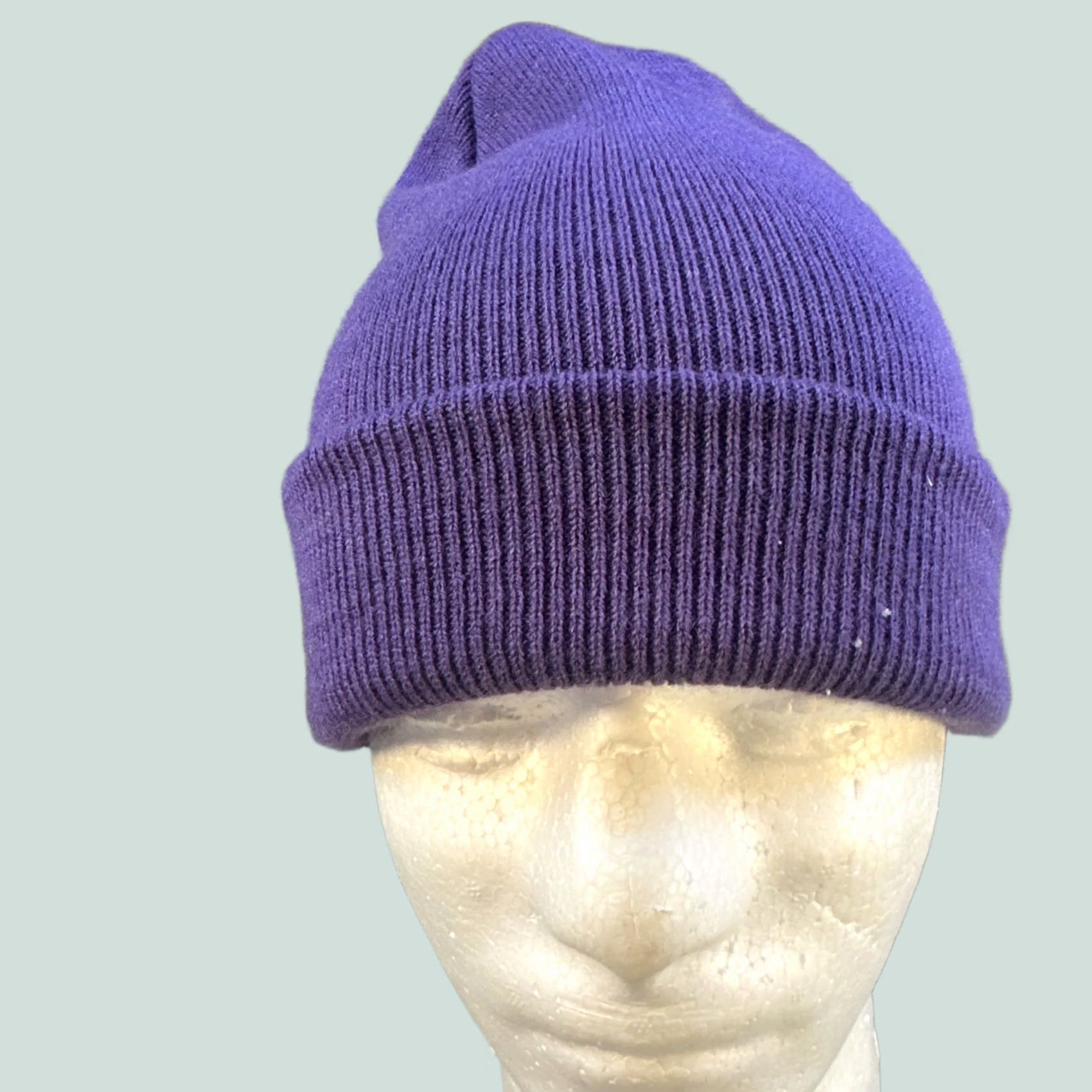Vintage VINTAGE Purple Knit Beanie Hat Solid Cuffed Winter Watch Cap Adult Unisex Streetwear Size ONE SIZE - 1 Thumbnail