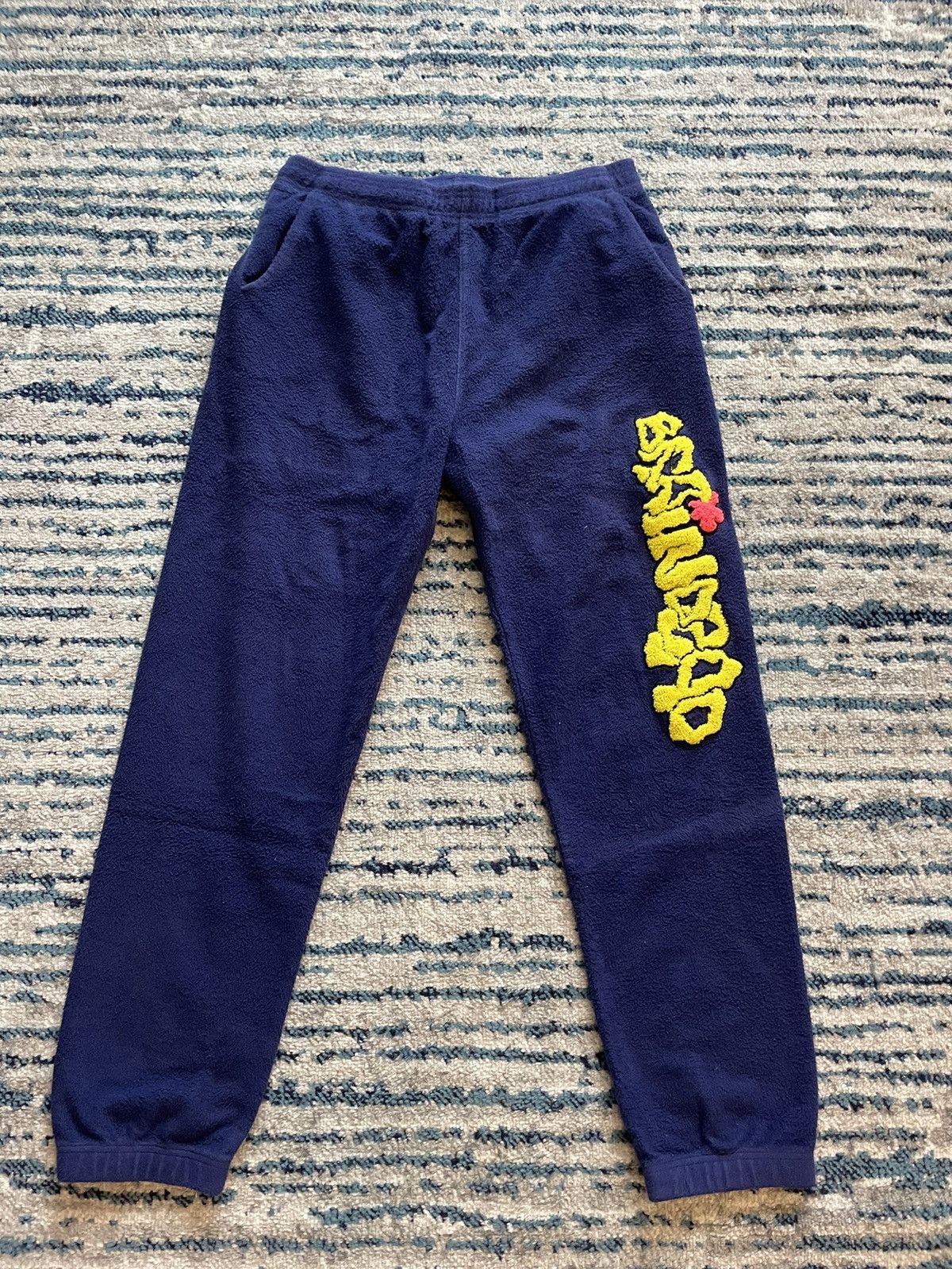 image of Brain Dead Reverse Fleece Sweatpants in Blue, Men's (Size 32)