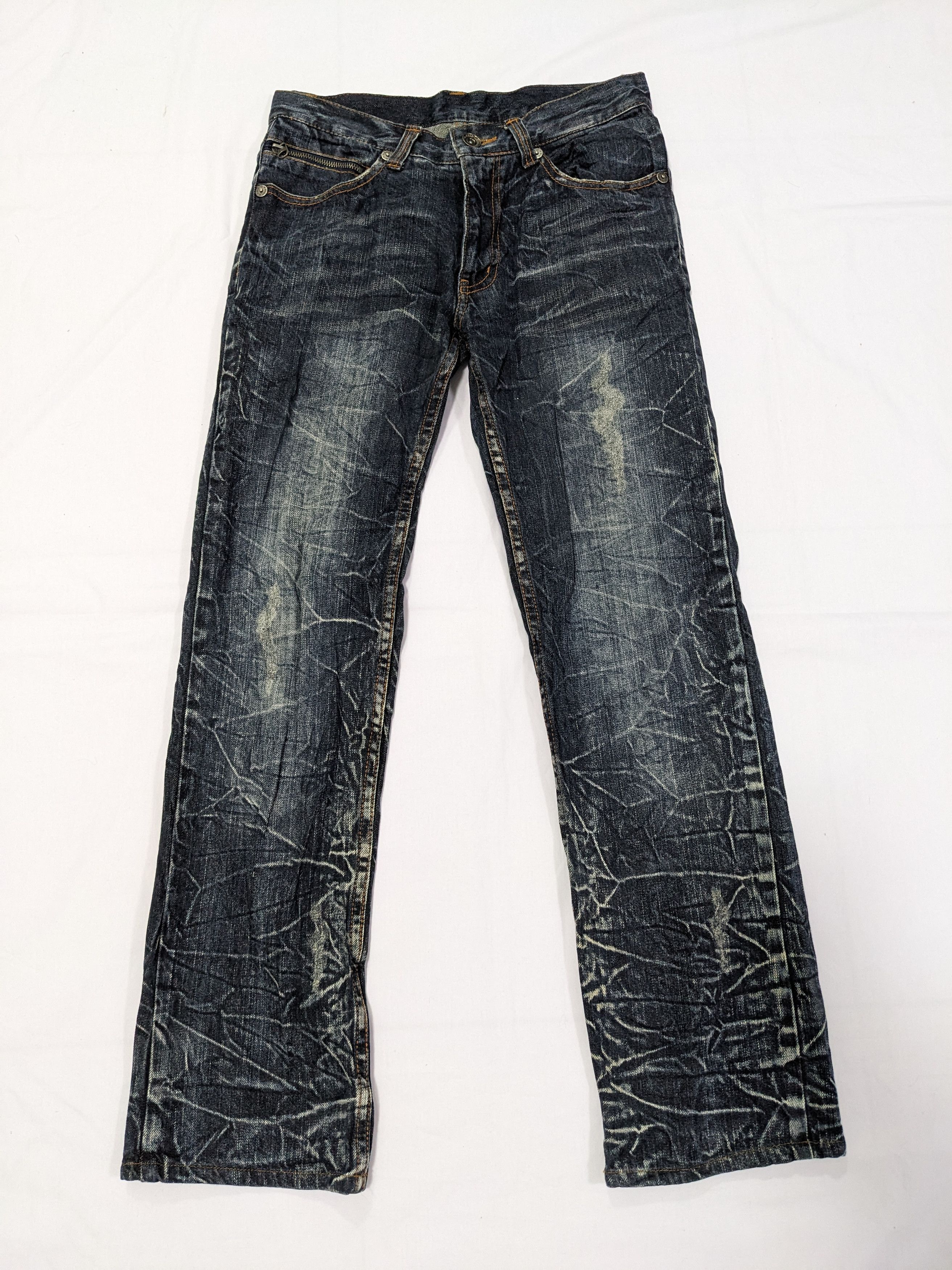 If Six Was Nine × Japanese Brand Unbrand Crazy Faded Pattern Washed Crease Denim Pants Size US 34 / EU 50 - 1 Thumbnail