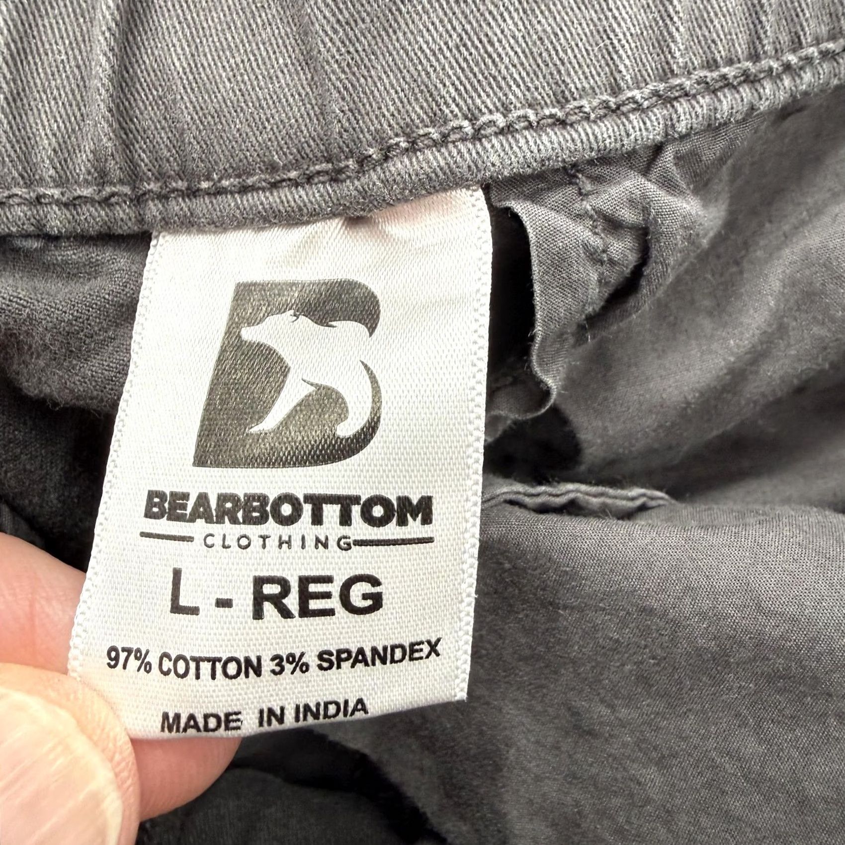 Vintage Bearbottom Pants Mens Large L 30 in Gray Jogger Elastic Waist Stretch Casual Slim Tapered Front Pockets Button Closure Size US 33 - 4 Thumbnail
