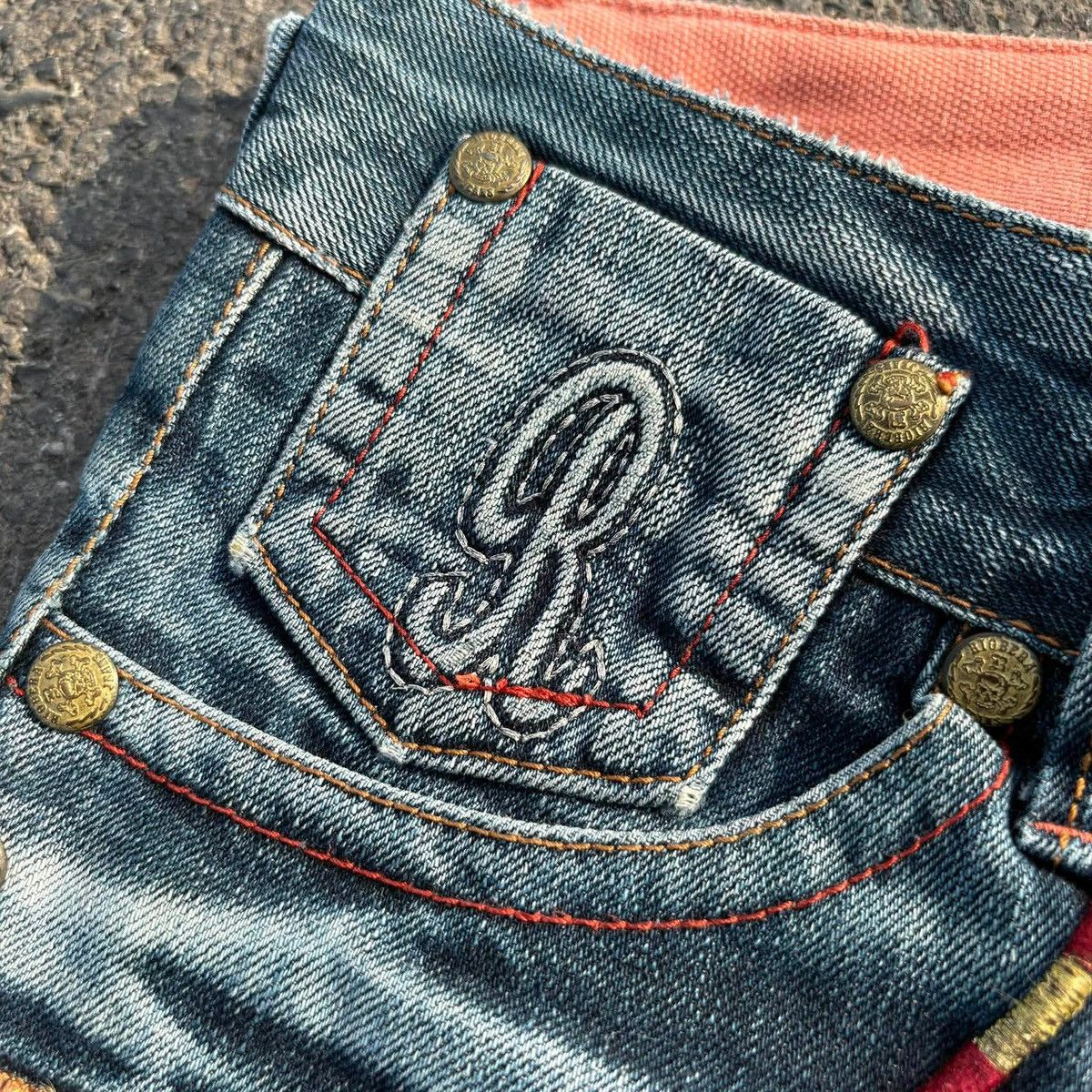 Tornado Mart ❌SOLD❌RIOBERA Flare Jeans Distressed Skull Button 30 Size US 30 / EU 46 - 5 Thumbnail