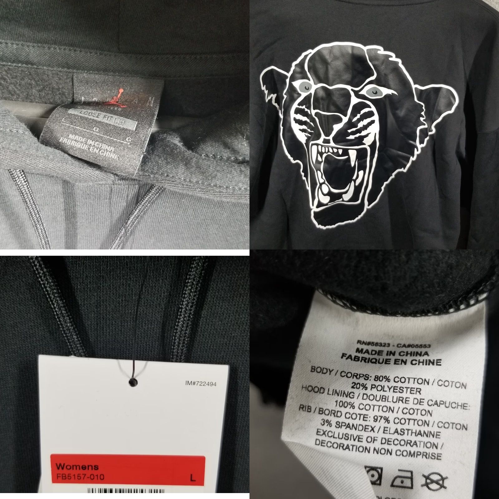 Jordan Brand VINTAGE Jordan Hoodie Shirt Unisex Adults Large Black Fleece Panther Logo 90s Basketball Christmas Gift Mens Womens Size L / US 10 / IT 46 - 8 Thumbnail