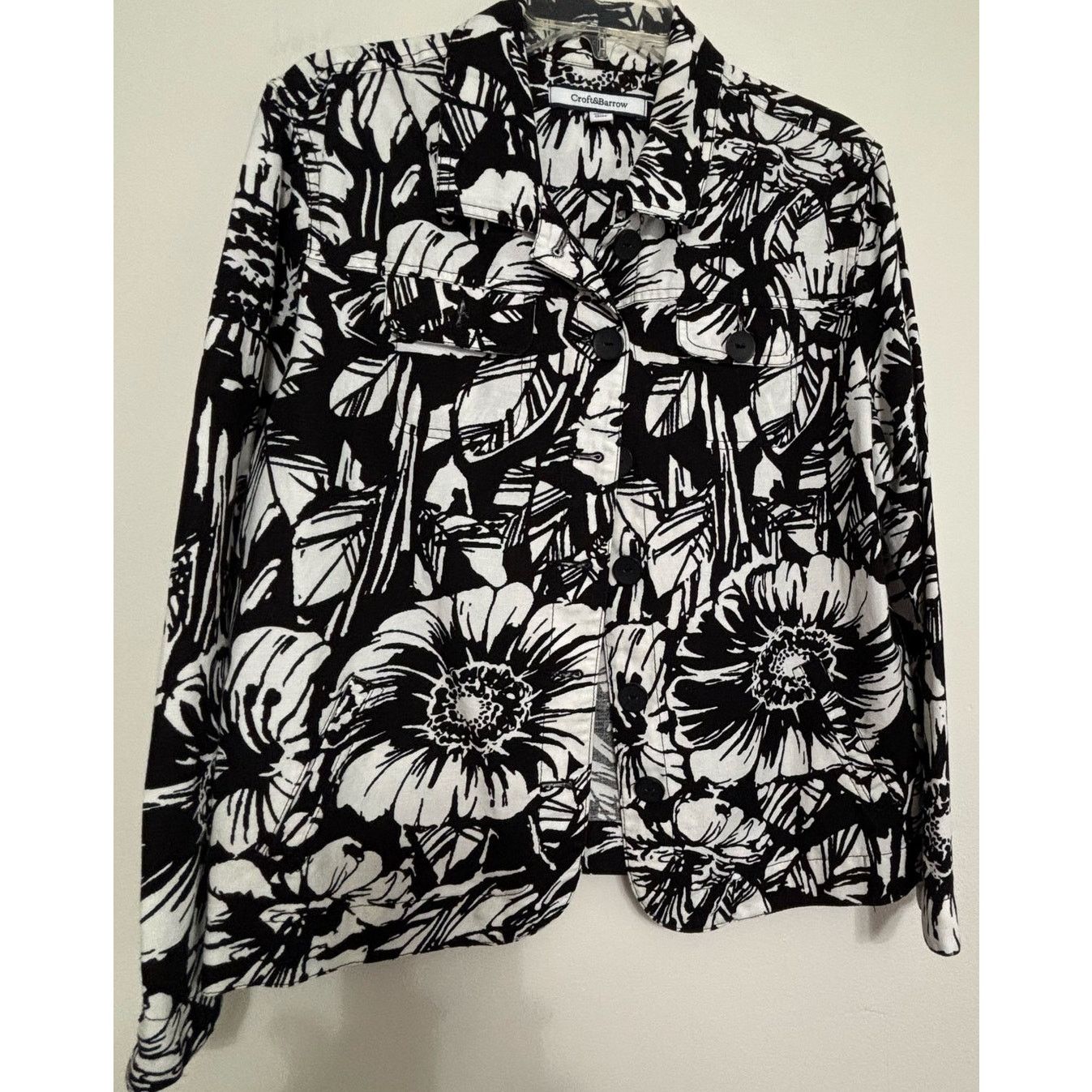 Croft & Barrow Croft & Barrow Black and White Floral Jacket Size XL Size XL / US 12-14 / IT 48-50 - 3 Thumbnail