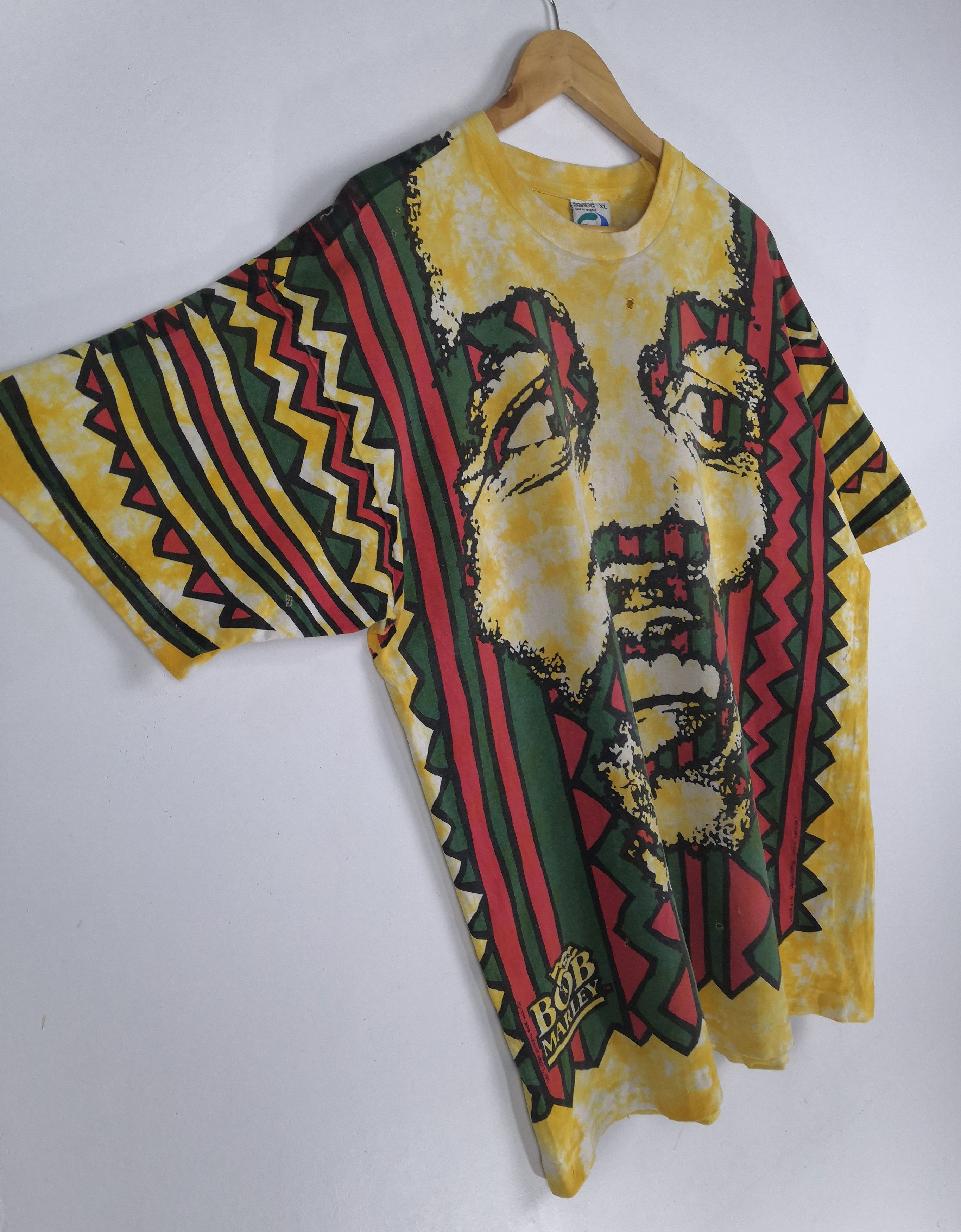 Band Tees Vintage 1994 Bob Marley T-Shirt Rasta Liquid Blue Distressed Size US XL / EU 56 / 4 - 3 Thumbnail
